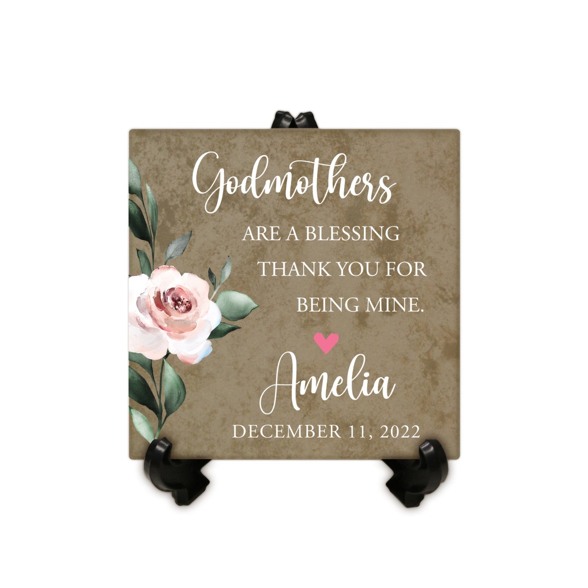 Personalized Memorial Ceramic Trivet with Stand for Home Decor - Godmothers - LifeSong Milestones
