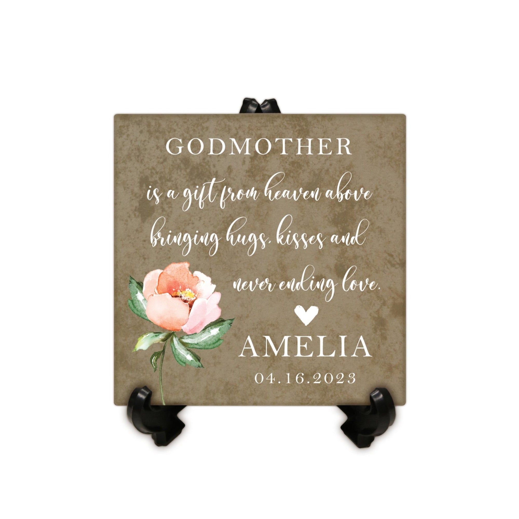 Personalized Memorial Ceramic Trivet with Stand for Home Decor - Godmothers - LifeSong Milestones