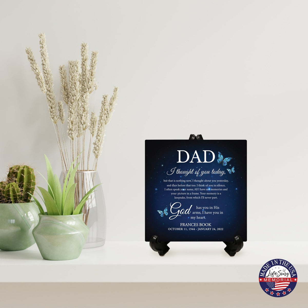 Personalized Memorial Ceramic Trivet with Stand for Home Decor - I Thought Of You - LifeSong Milestones