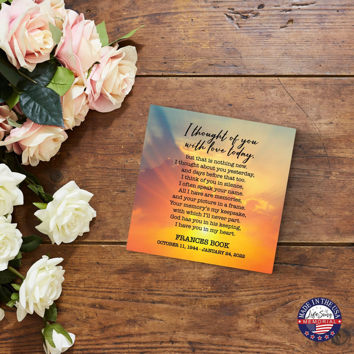 Personalized Memorial Ceramic Trivet with Stand for Home Decor - I Thought Of You - LifeSong Milestones