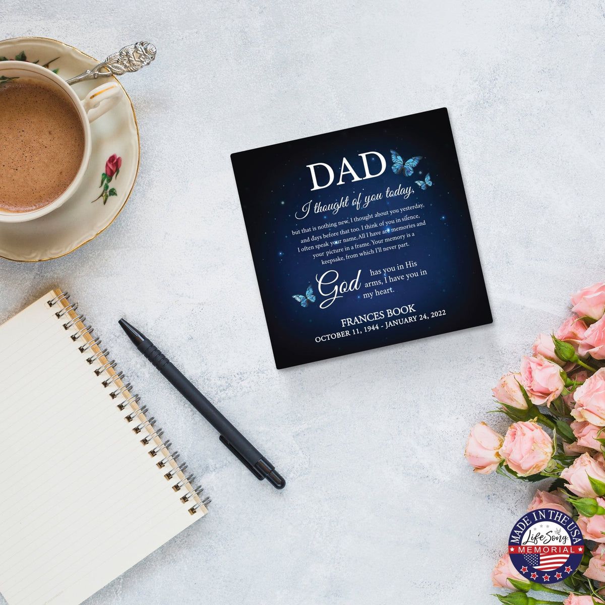 Personalized Memorial Ceramic Trivet with Stand for Home Decor - I Thought Of You - LifeSong Milestones