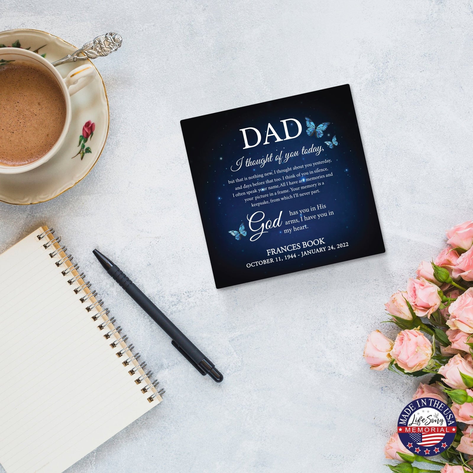 Personalized Memorial Ceramic Trivet with Stand for Home Decor - I Thought Of You - LifeSong Milestones