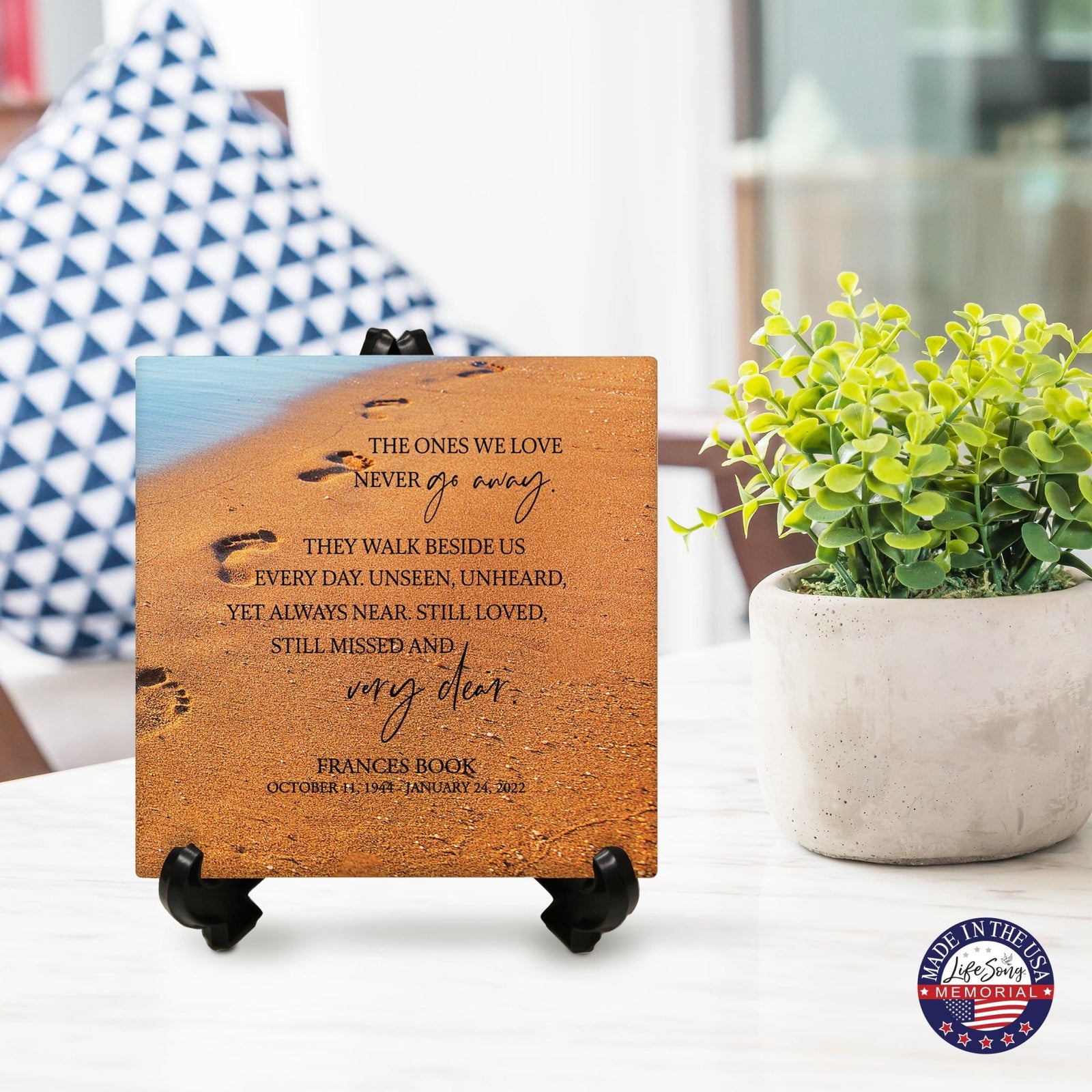 Personalized Memorial Ceramic Trivet with Stand for Home Decor - The Ones We Love - LifeSong Milestones