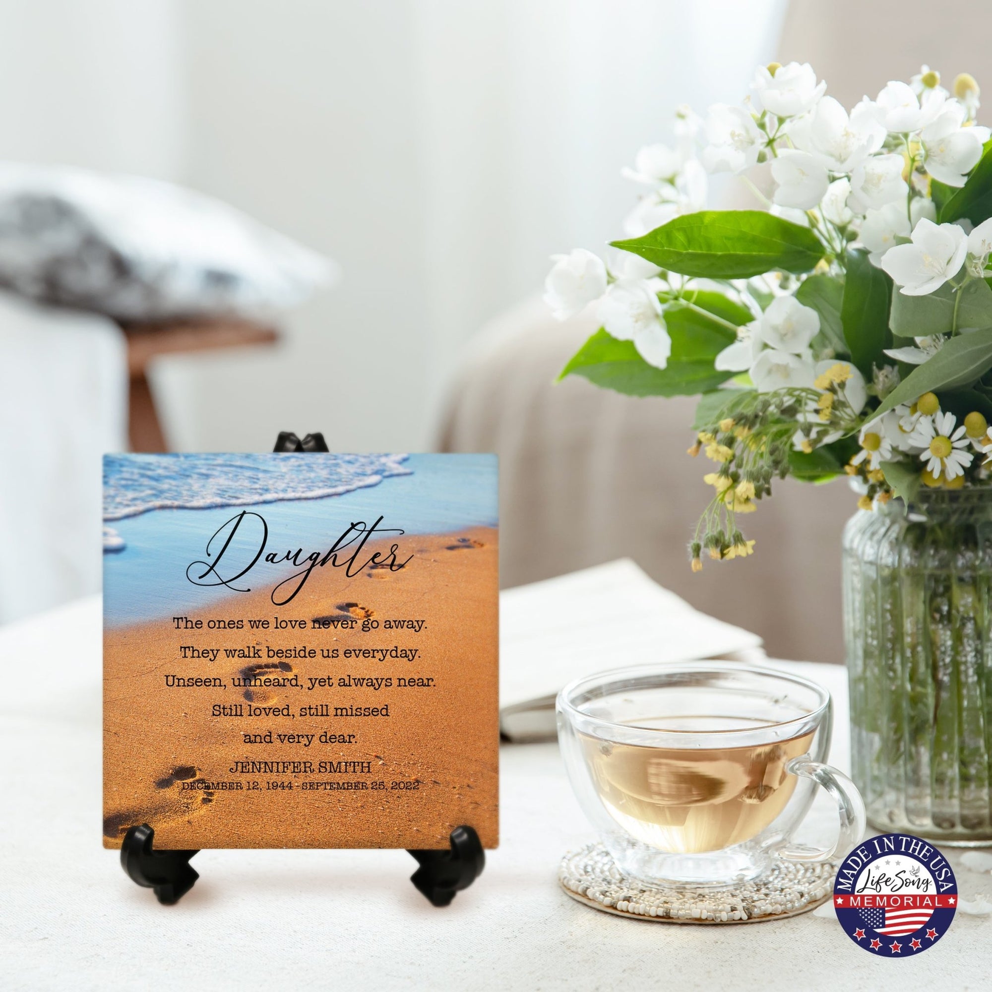 Personalized Memorial Ceramic Trivet with Stand for Home Decor - The Ones We Love - LifeSong Milestones