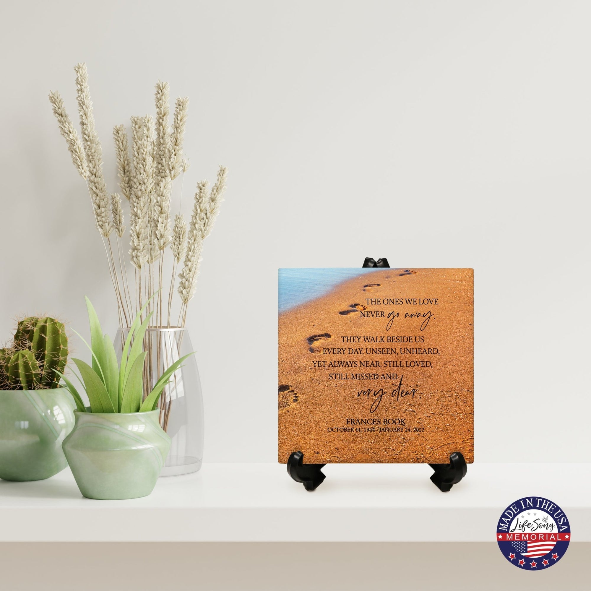 Personalized Memorial Ceramic Trivet with Stand for Home Decor - The Ones We Love - LifeSong Milestones