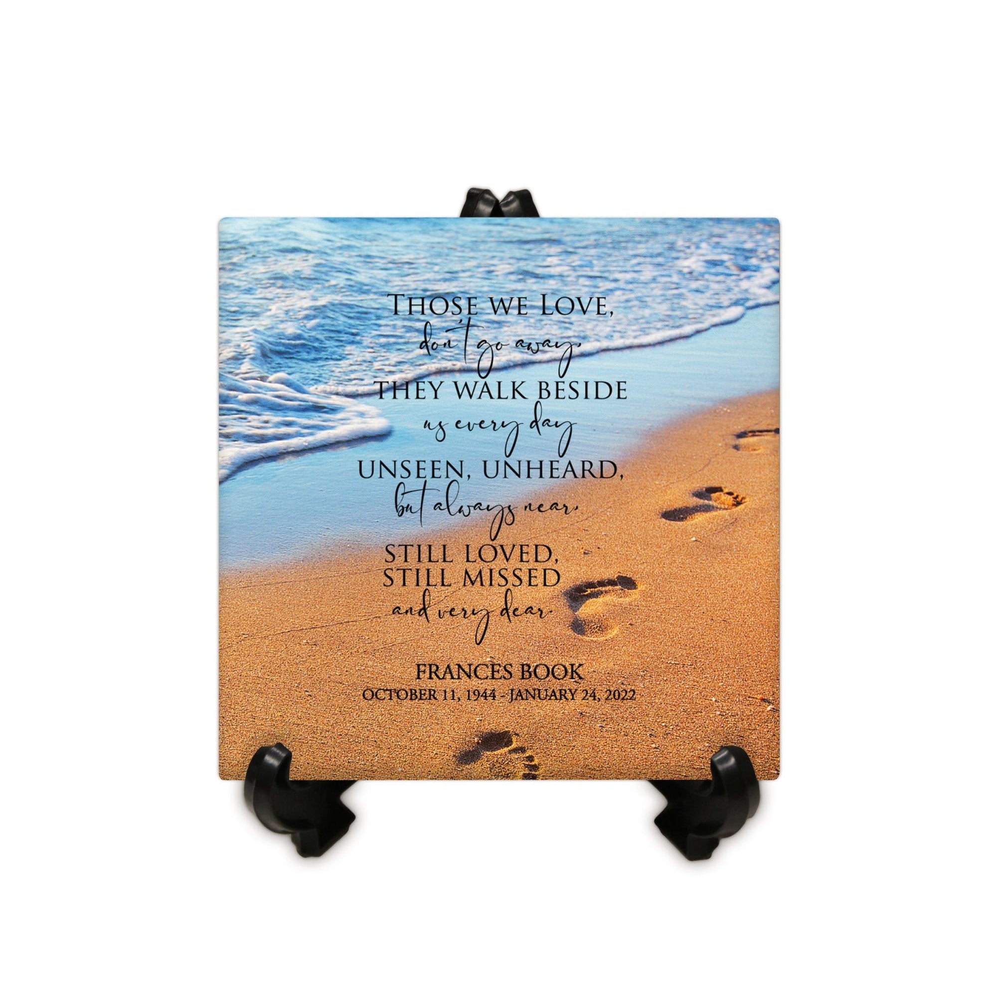 Personalized Memorial Ceramic Trivet with Stand for Home Decor - Those We Love Don't Go - LifeSong Milestones