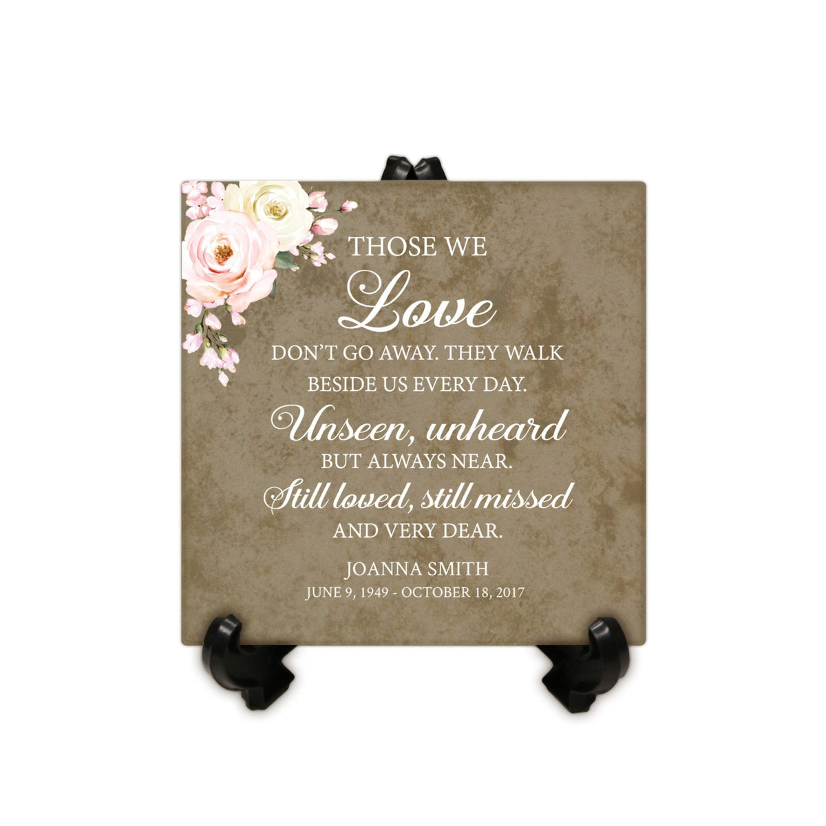 Personalized Memorial Ceramic Trivet with Stand for Home Decor - Those We Love Don&#39;t Go - LifeSong Milestones