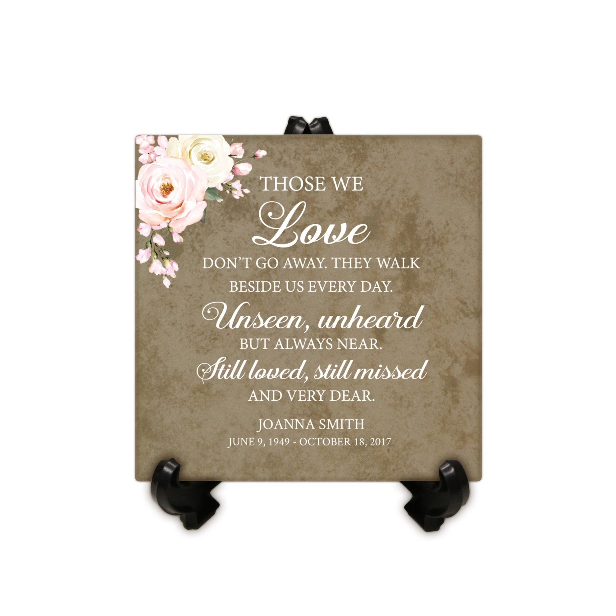 Personalized Memorial Ceramic Trivet with Stand for Home Decor - Those We Love Don't Go - LifeSong Milestones