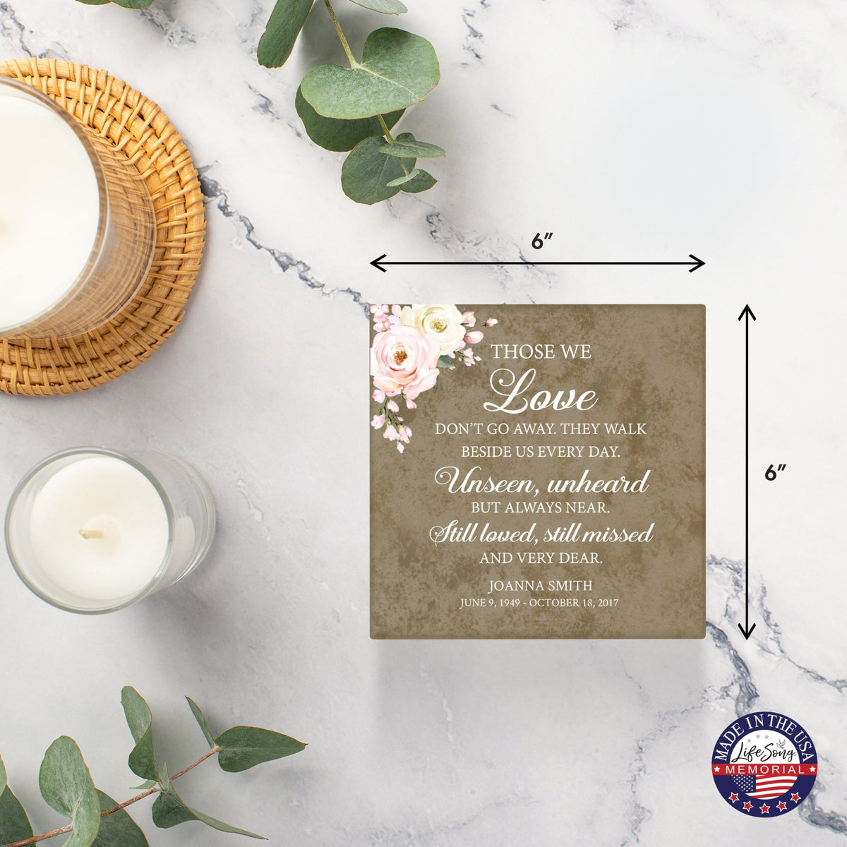 Personalized Memorial Ceramic Trivet with Stand for Home Decor - Those We Love Don't Go - LifeSong Milestones