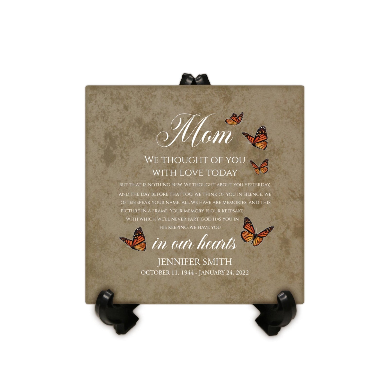 Personalized Memorial Ceramic Trivet with Stand for Home Decor - We Thought Of You - LifeSong Milestones