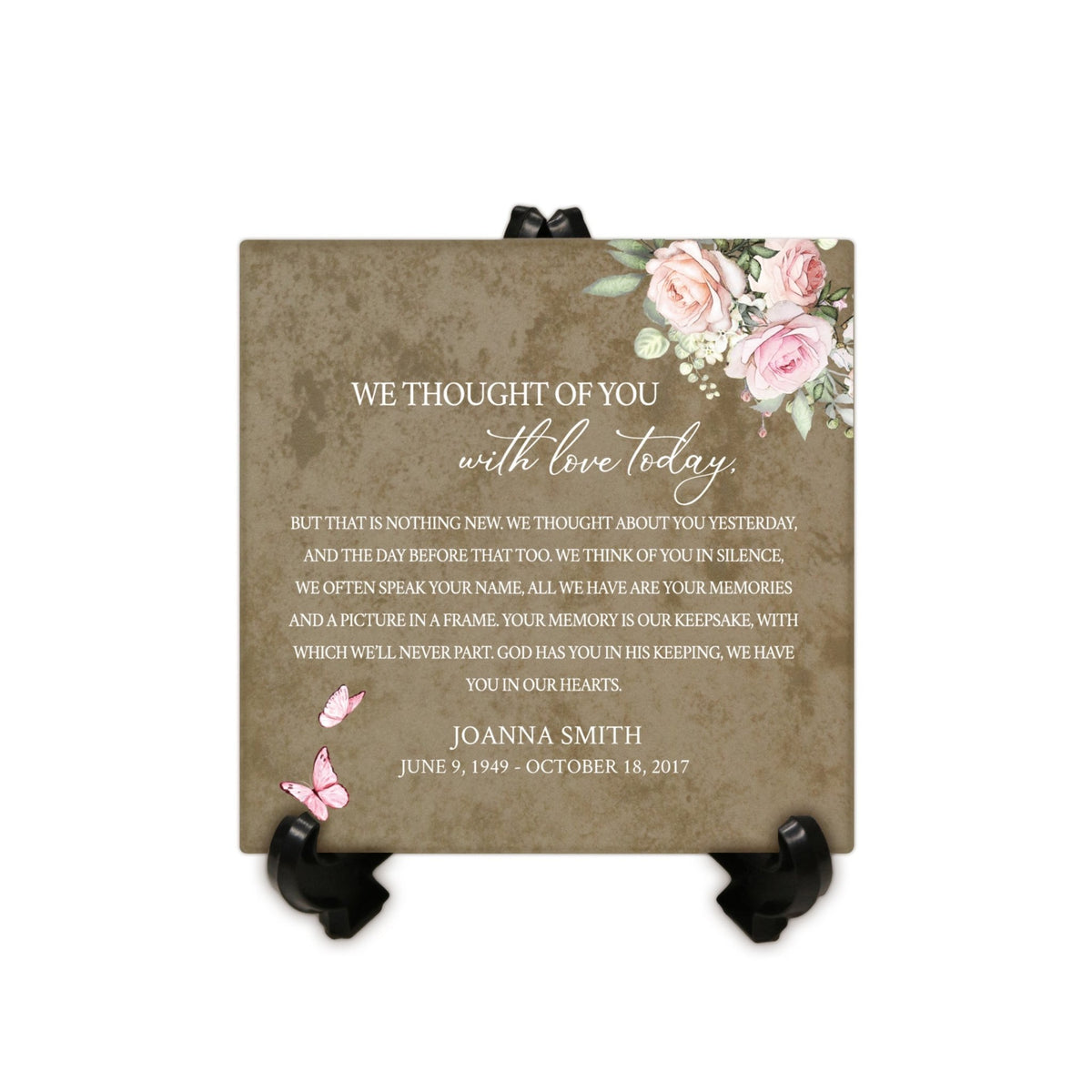 Personalized Memorial Ceramic Trivet with Stand for Home Decor - We Thought Of You - LifeSong Milestones