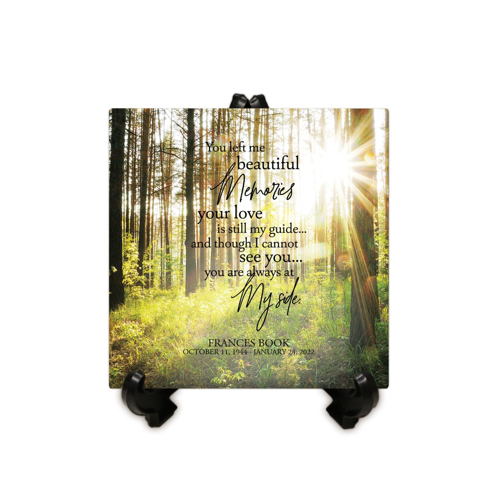 Personalized Memorial Ceramic Trivet with Stand for Home Decor - You Left Me Beautiful - LifeSong Milestones