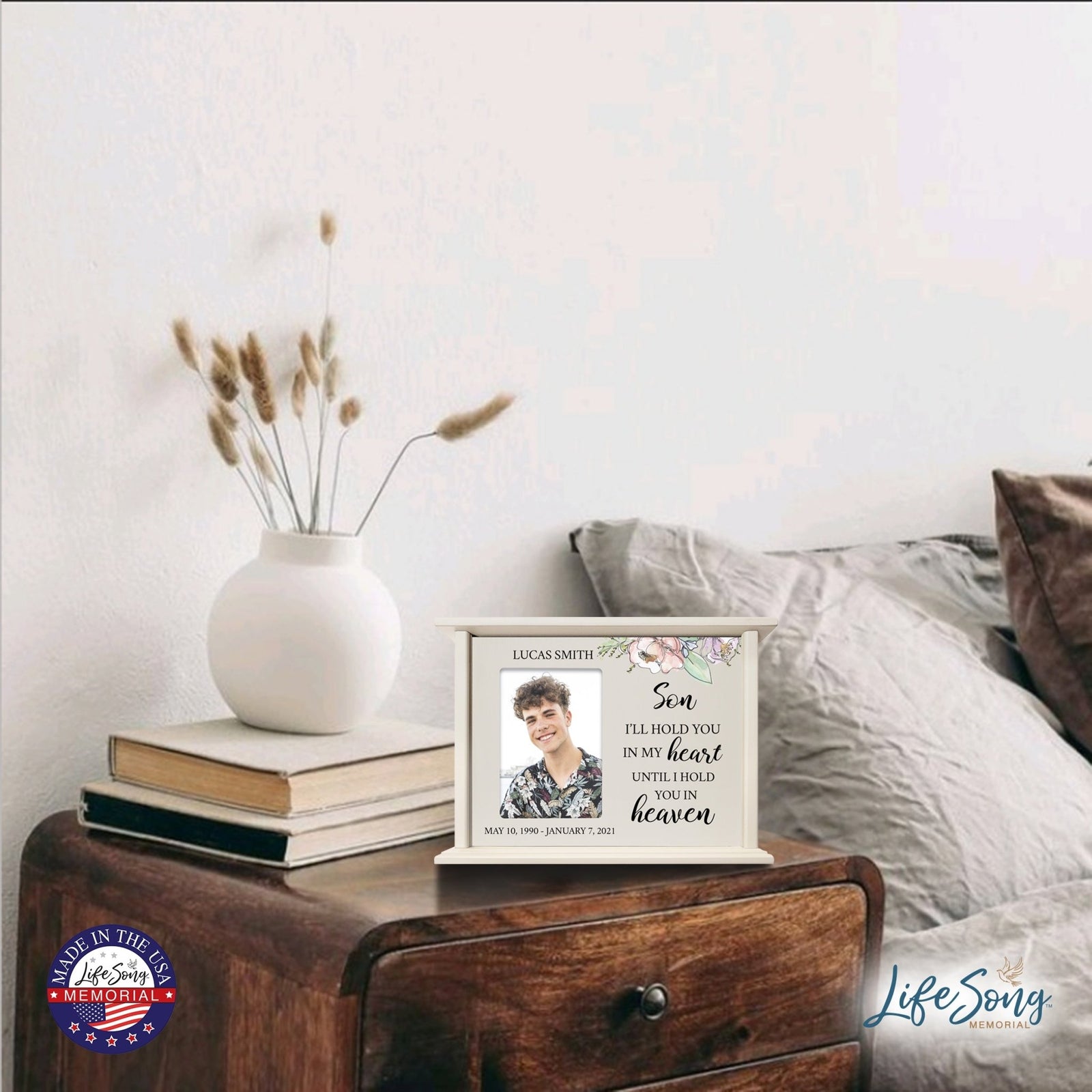 Personalized Engraved Photo Cremation Urn Box Memorial Gift