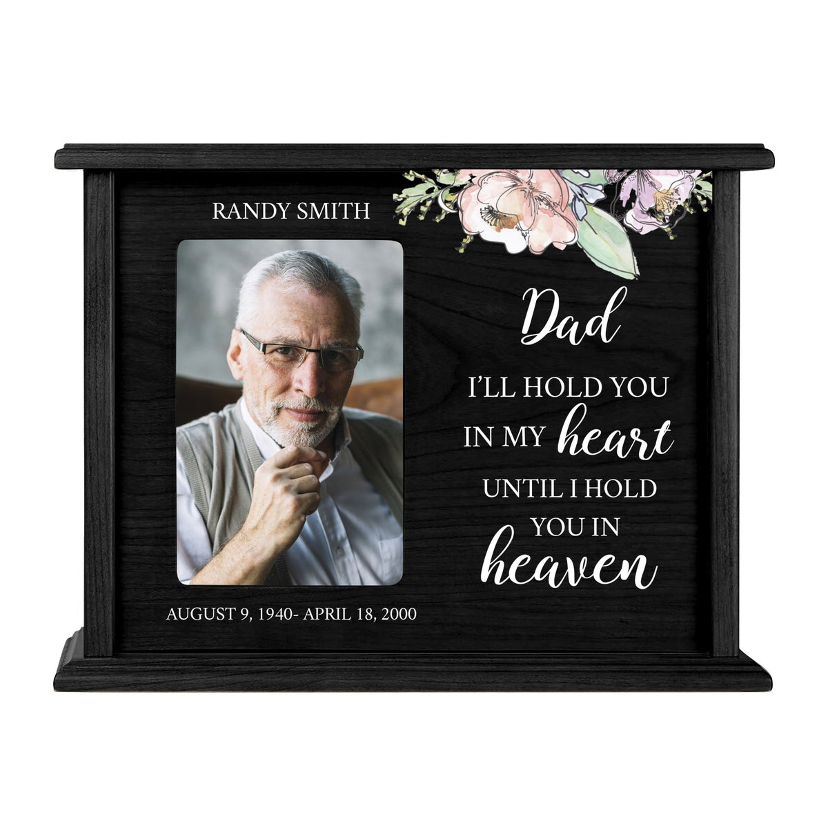 Personalized Engraved Photo Cremation Urn Box Memorial Gift Dad