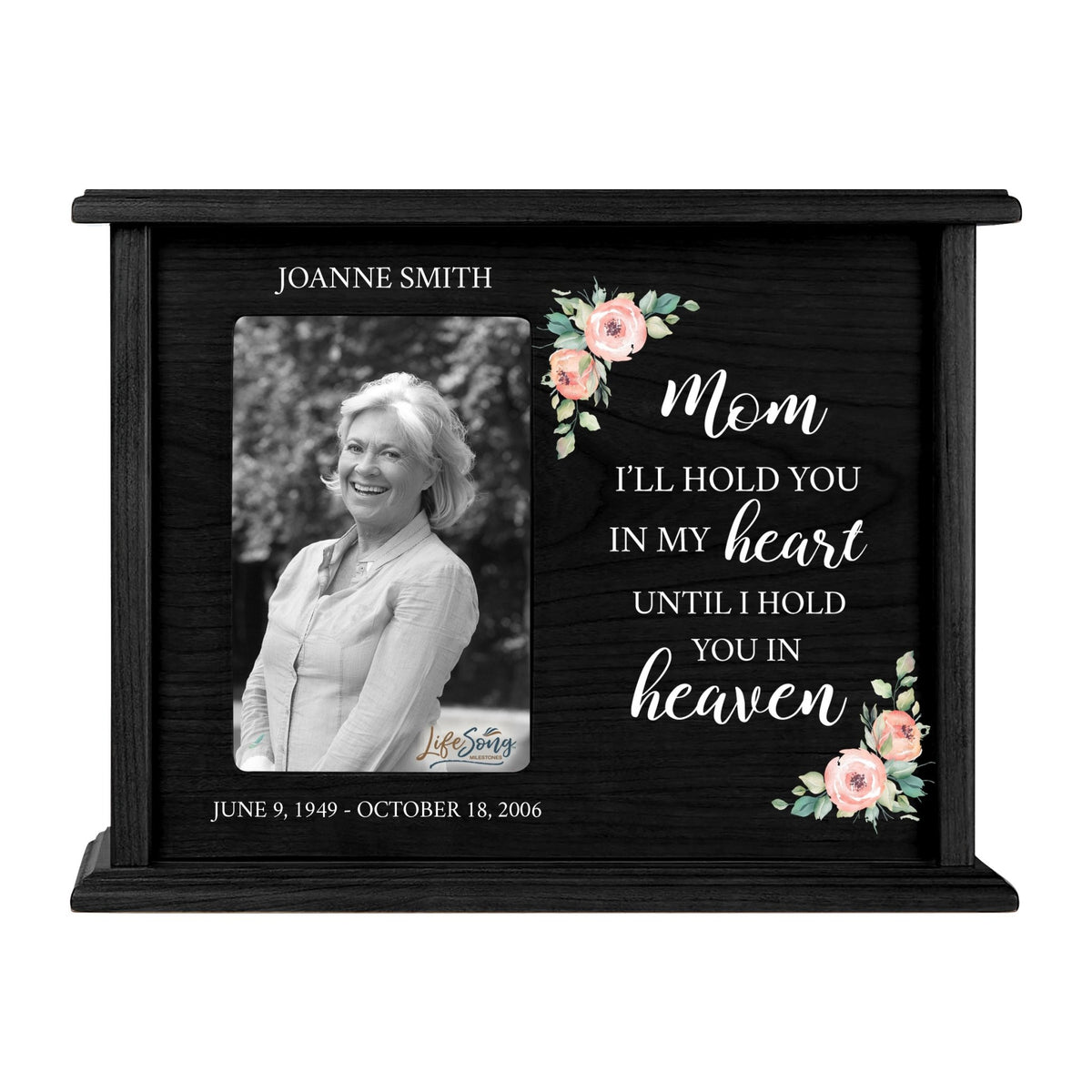 Personalized Engraved Photo Cremation Urn Box Memorial Gift for Mom