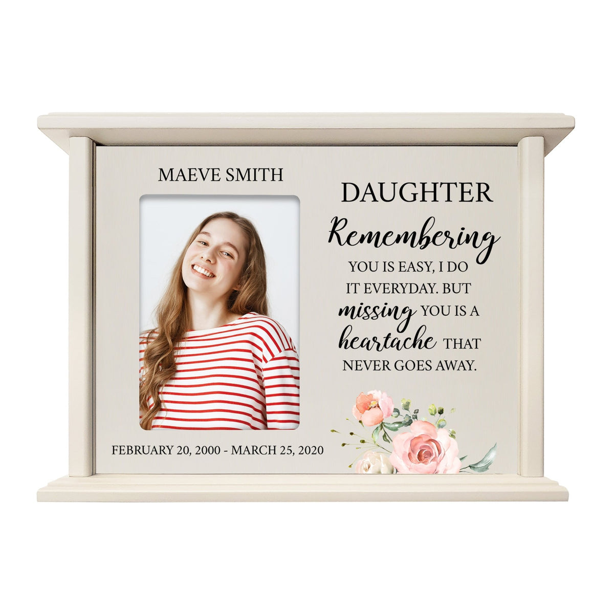 Unique cremation urn box for daughter