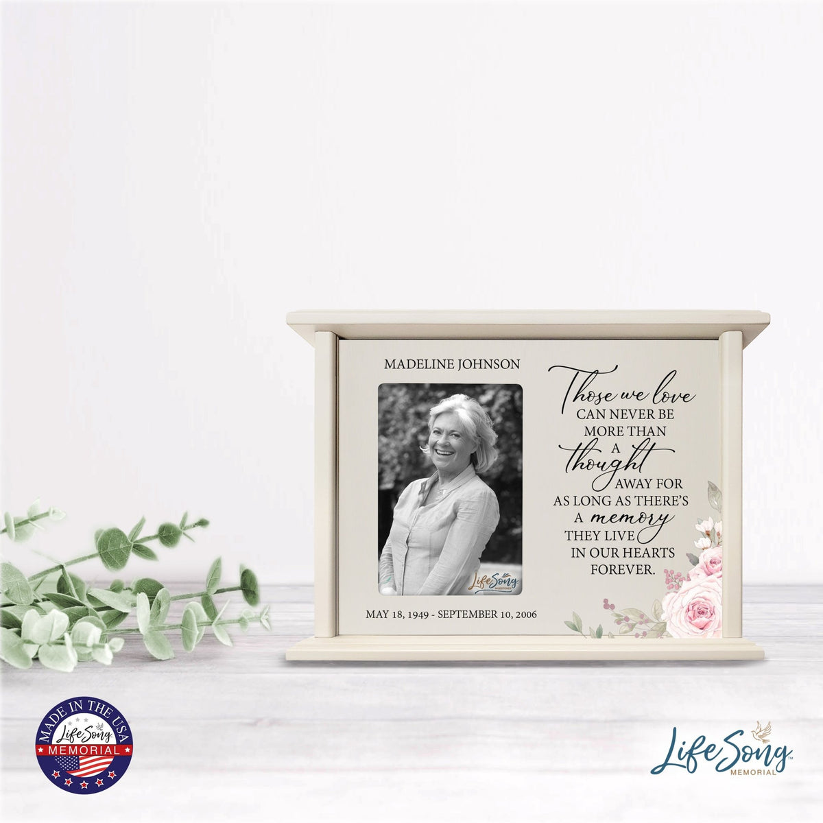 Personalized Engraved Wooden Photo Cremation Urn Box for Grandmother