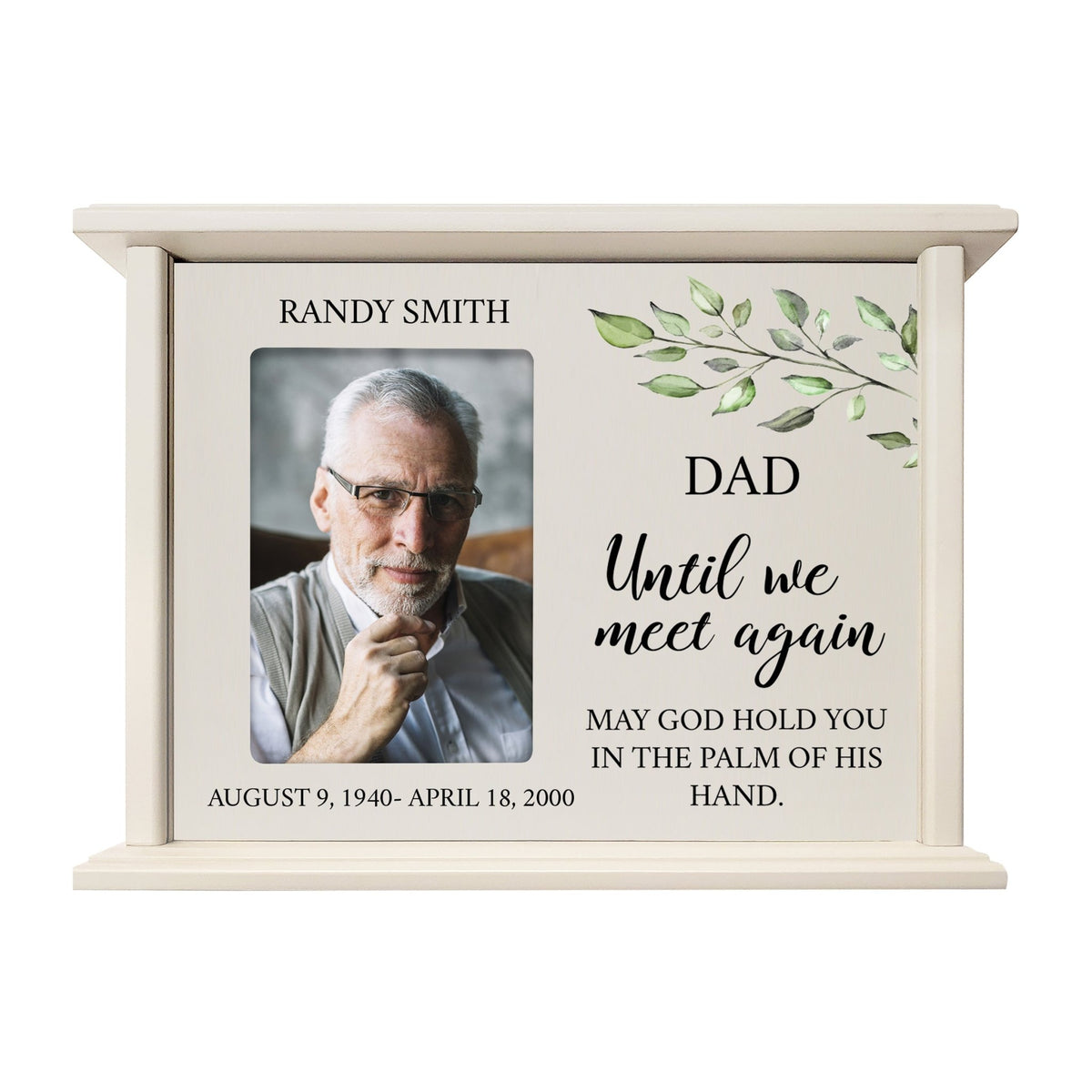 Personalized Engraved Photo Cremation Urn Box Memorial Gift for Dad