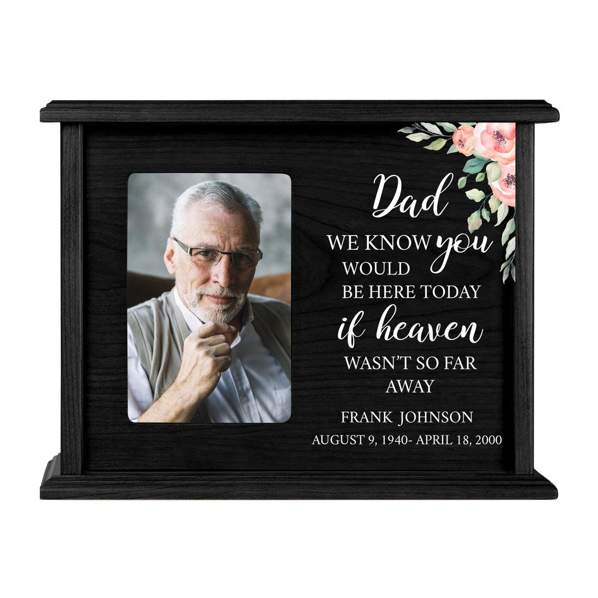 Personalized Engraved Photo Cremation Urn Box Memorial Gift for Dad