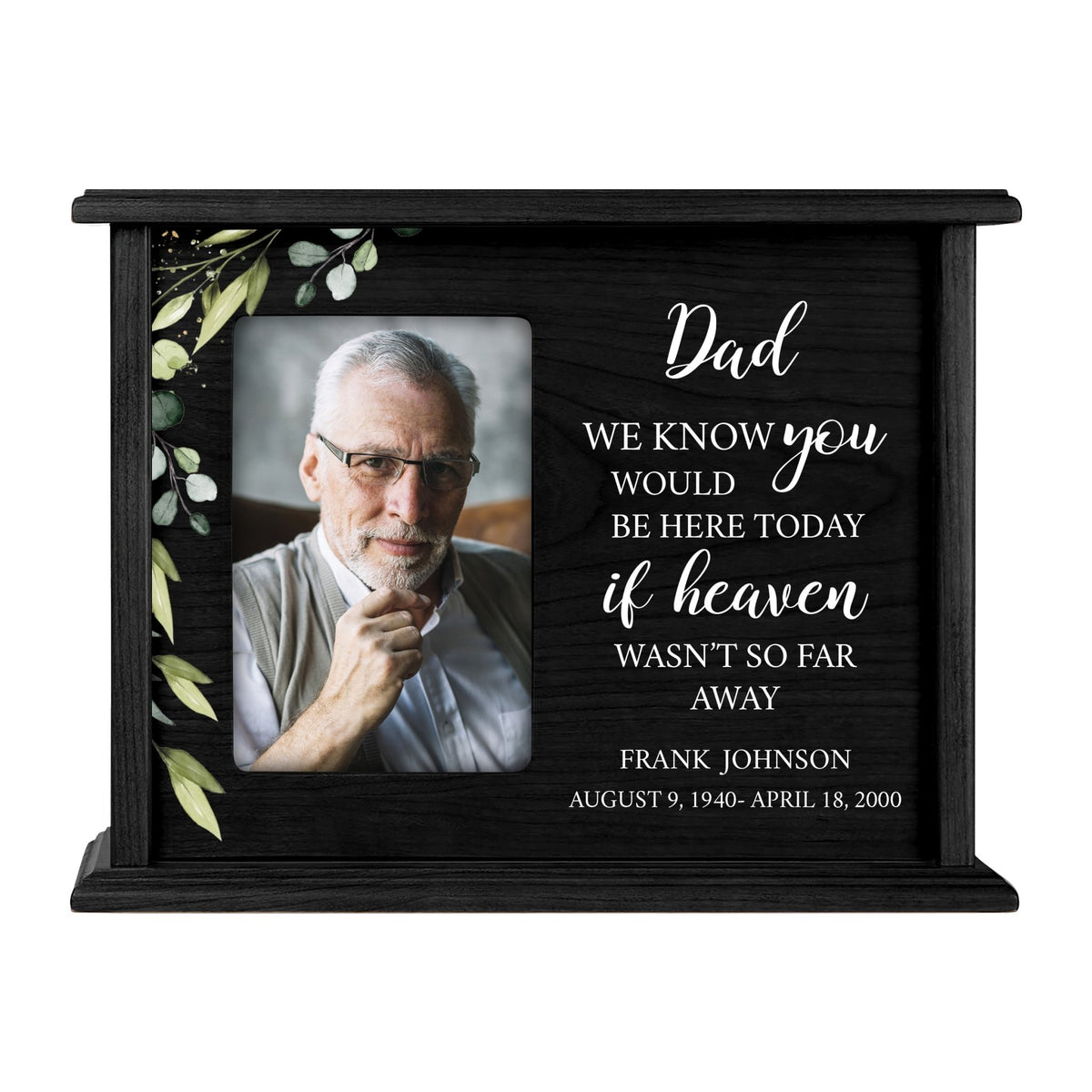 Personalized Engraved Photo Cremation Urn Box Memorial Gift Dad
