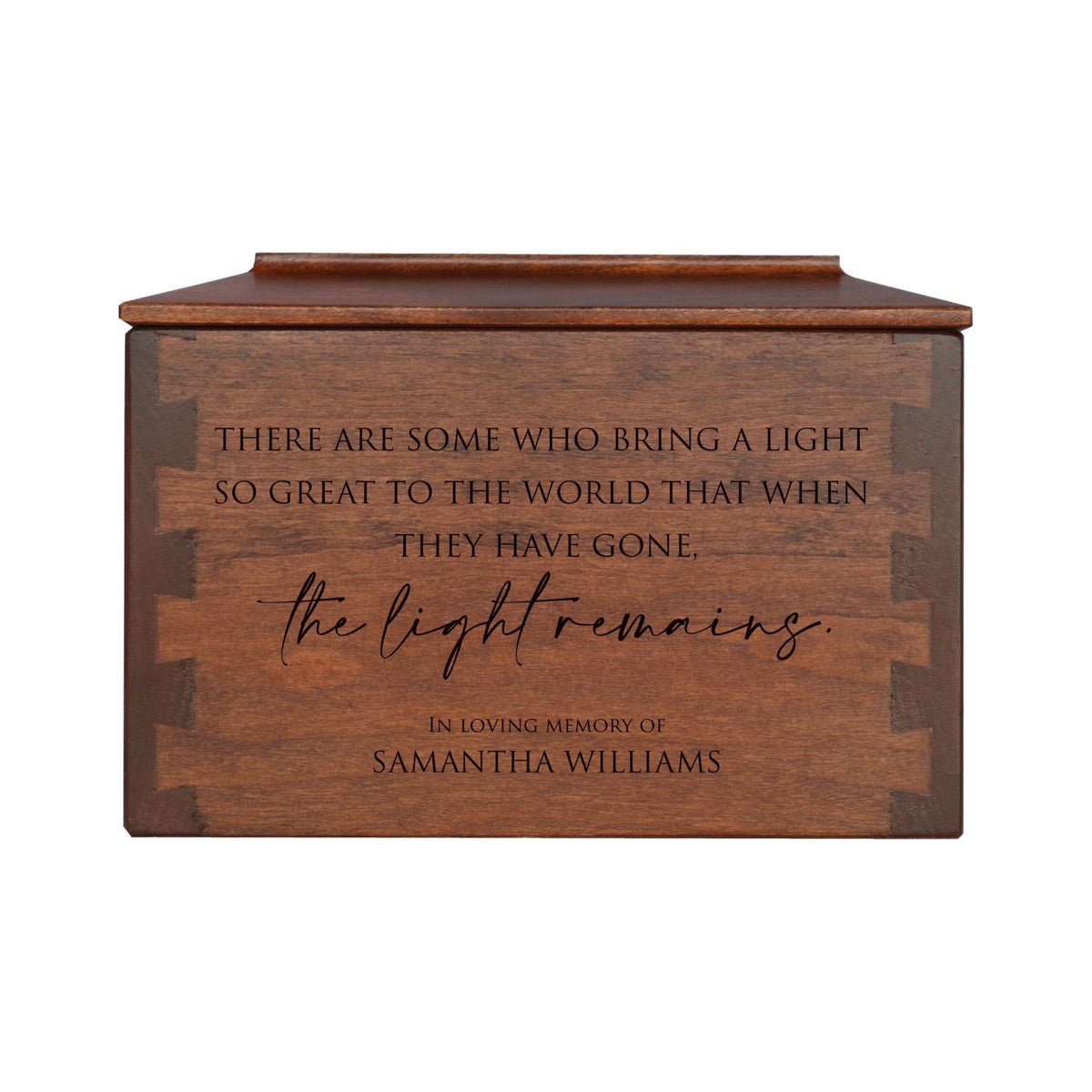 Custom Engraved Small Dovetail Keepsake Urn Box for Adult Ashes