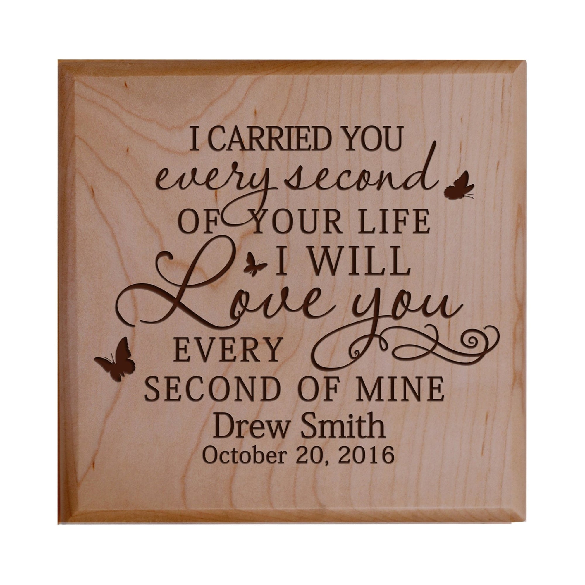 Personalized Memorial Cremation Urn 5.5x5.5x3.5 I Carried You (Butterflies) - LifeSong Milestones
