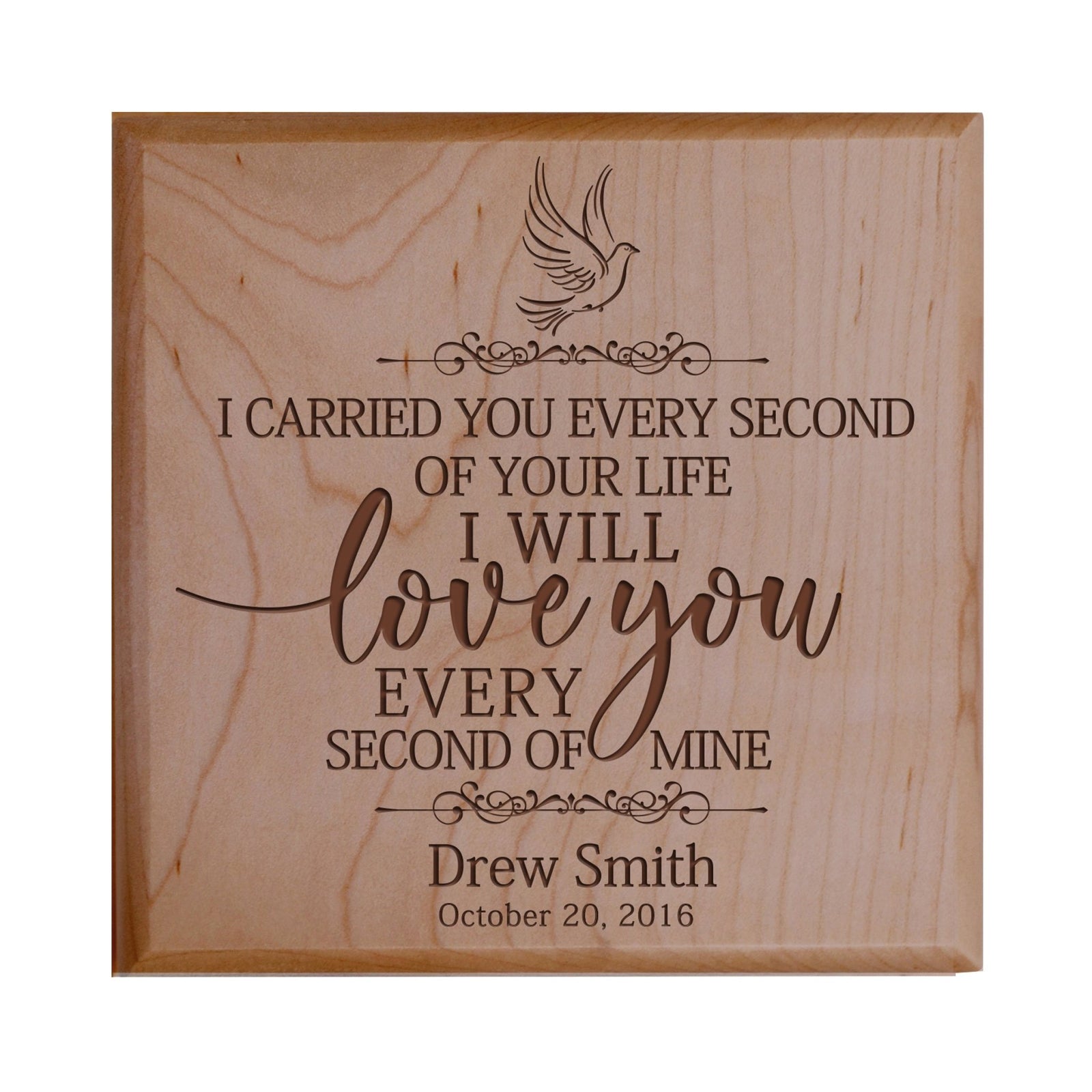 Personalized Memorial Cremation Urn 5.5x5.5x3.5 I Carried You (Dove) - LifeSong Milestones