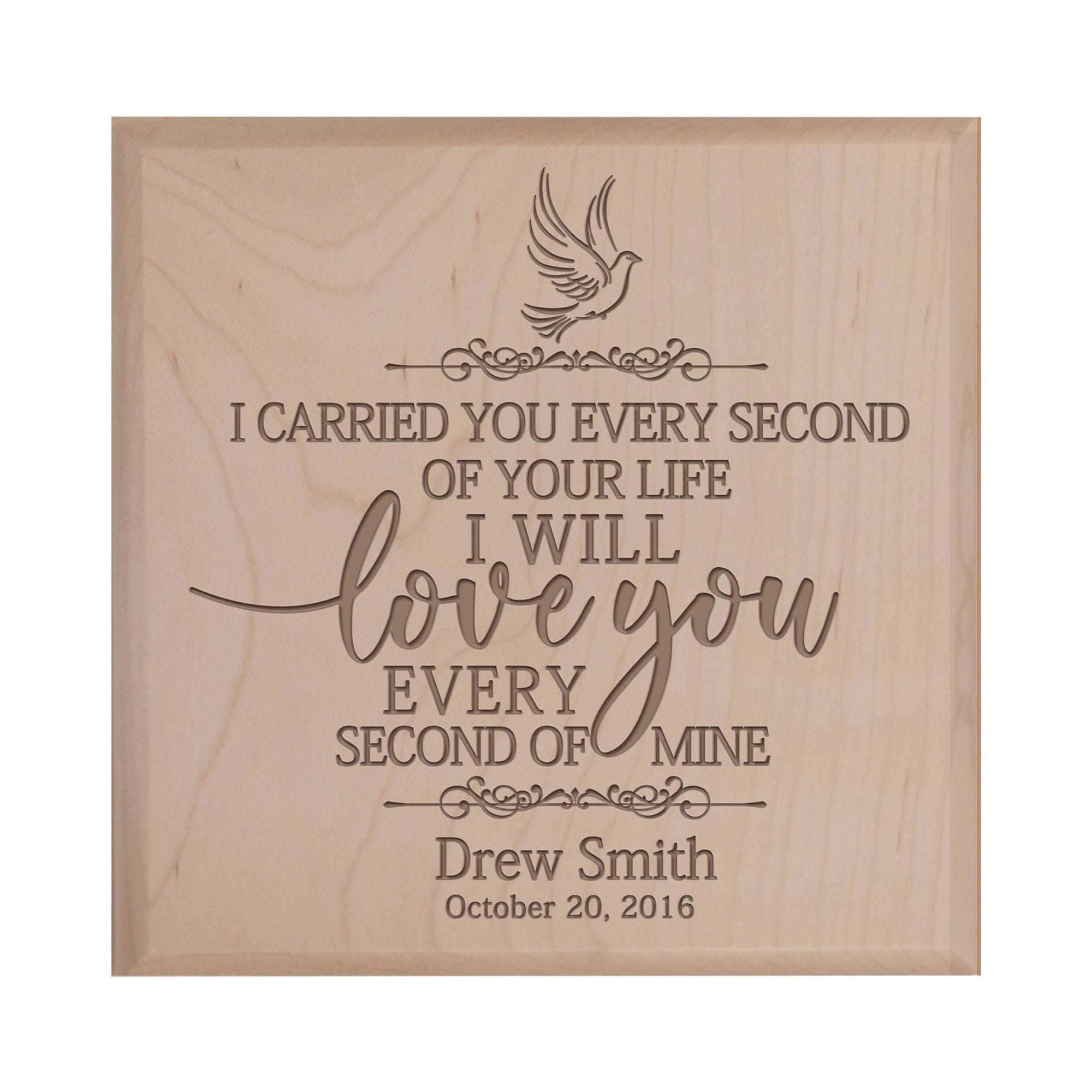 Personalized Memorial Cremation Urn 5.5x5.5x3.5 I Carried You (Dove) - LifeSong Milestones