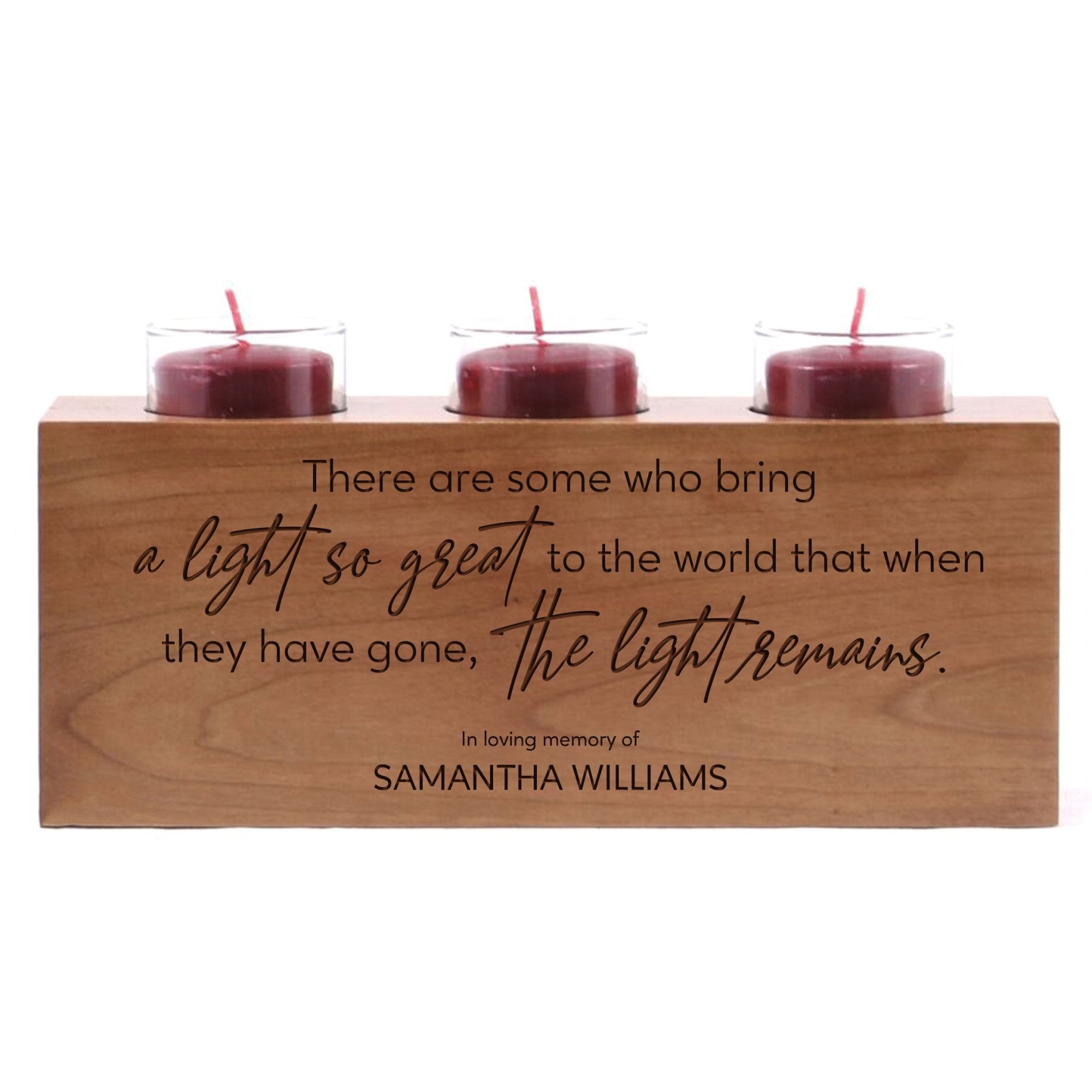Personalized Memorial Decorative Table & Countertop 3 Votive Tealight Candle Holder Sympathy Gift - The Light Remains - LifeSong Milestones