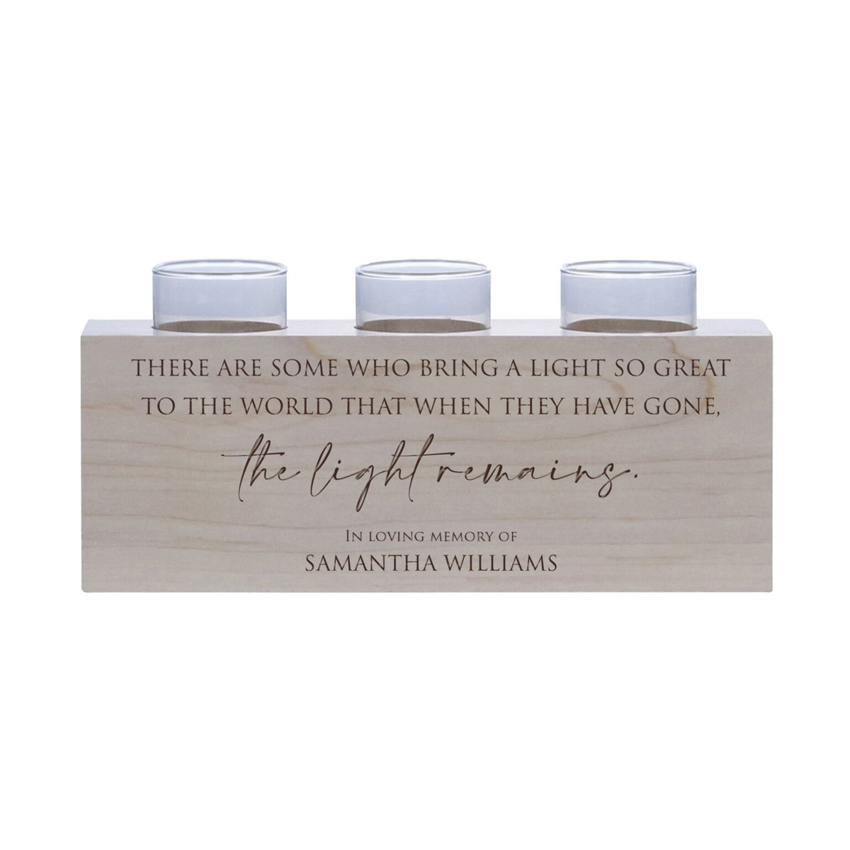 Personalized Memorial Decorative Table & Countertop 3 Votive Tealight Candle Holder Sympathy Gift - The Light Remains - LifeSong Milestones