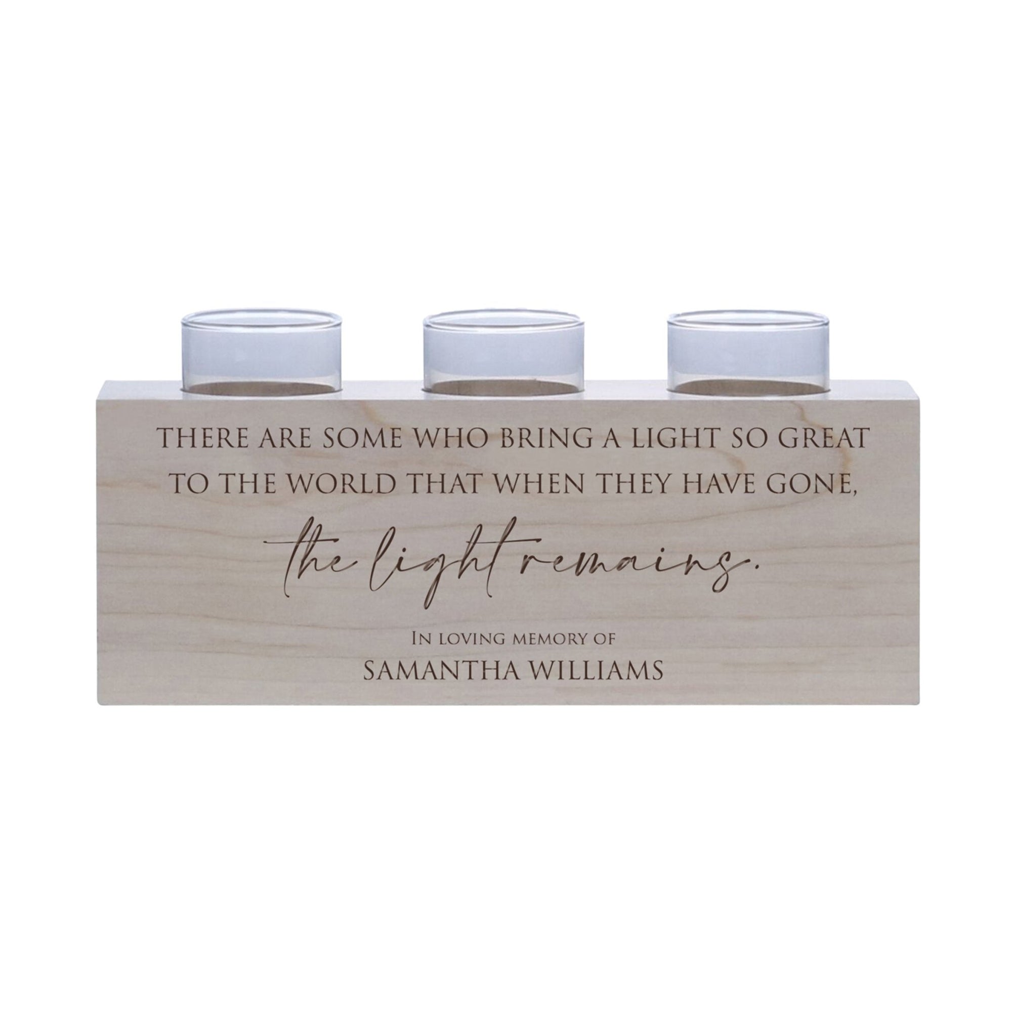 Personalized Memorial Decorative Table & Countertop 3 Votive Tealight Candle Holder Sympathy Gift - The Light Remains - LifeSong Milestones