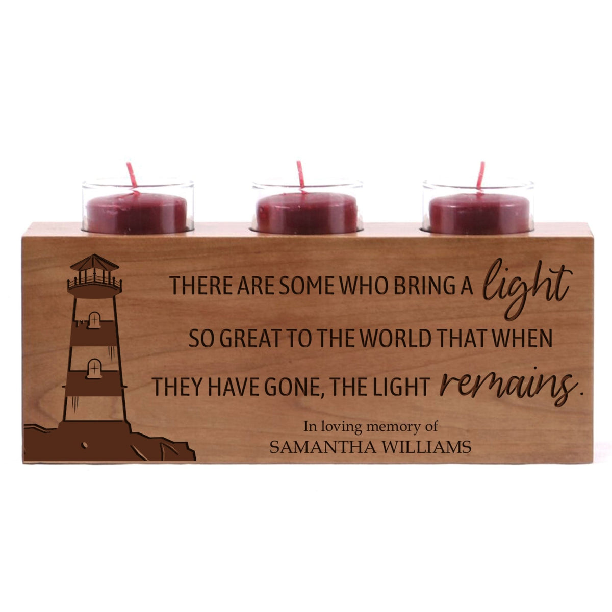Personalized Memorial Decorative Table & Countertop 3 Votive Tealight Candle Holder Sympathy Gift - The Light Remains - LifeSong Milestones