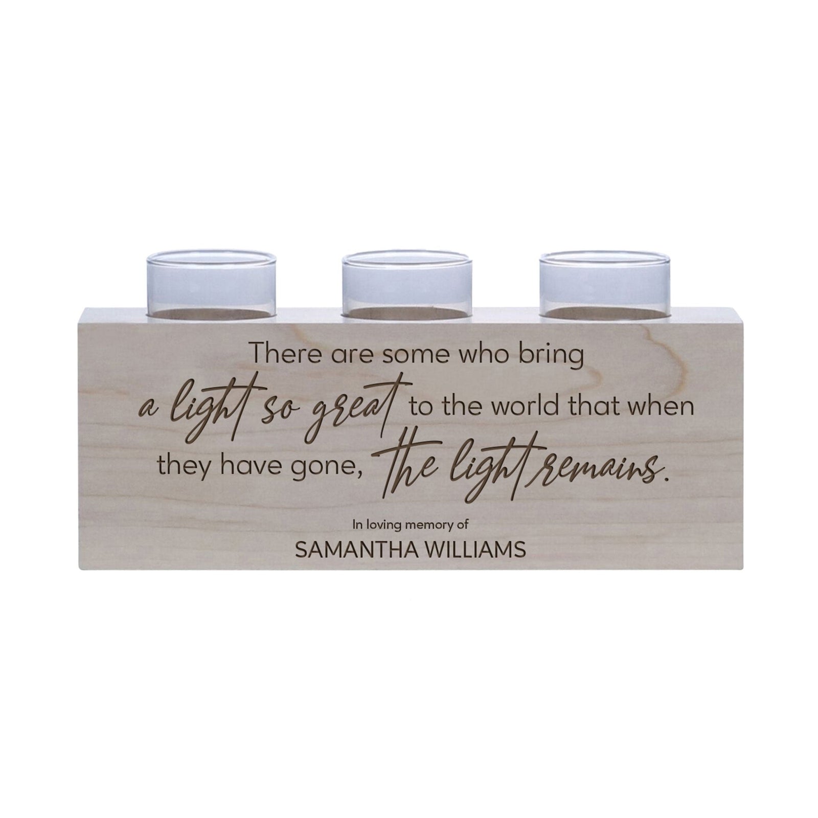 Personalized Memorial Decorative Table & Countertop 3 Votive Tealight Candle Holder Sympathy Gift - The Light Remains - LifeSong Milestones