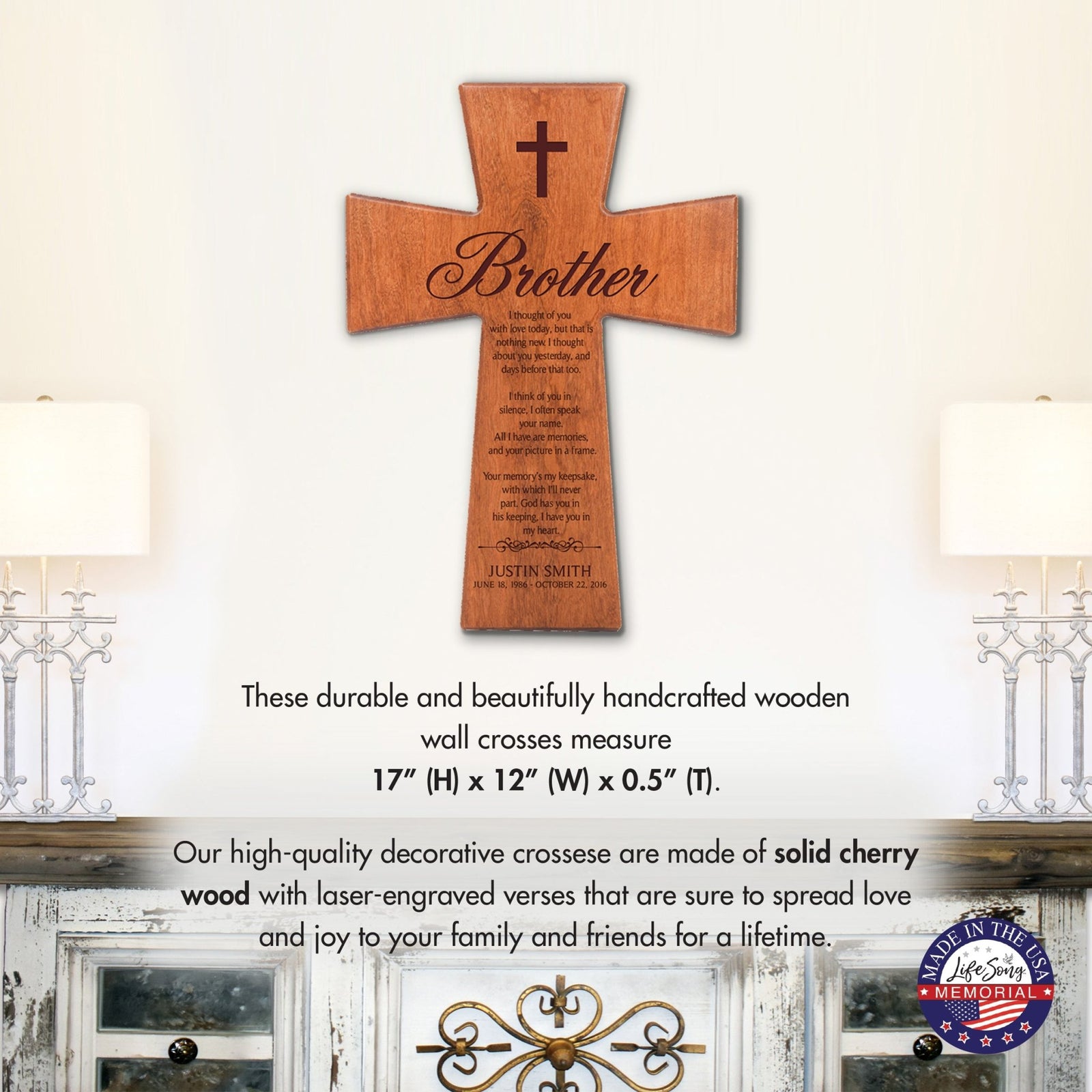 Personalized Memorial Engraved Wall Cross Bereavement Gifts - I Thought Of You - LifeSong Milestones