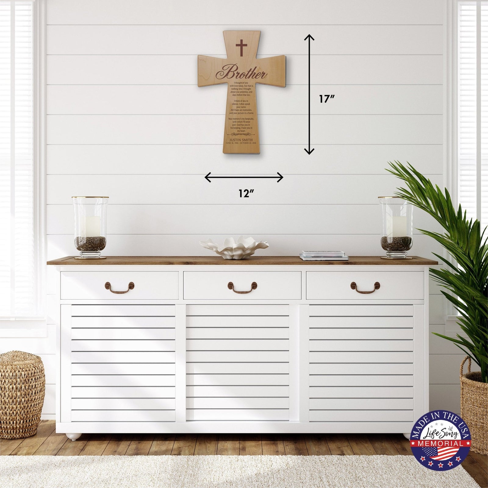 Personalized Memorial Engraved Wall Cross Bereavement Gifts - I Thought Of You - LifeSong Milestones