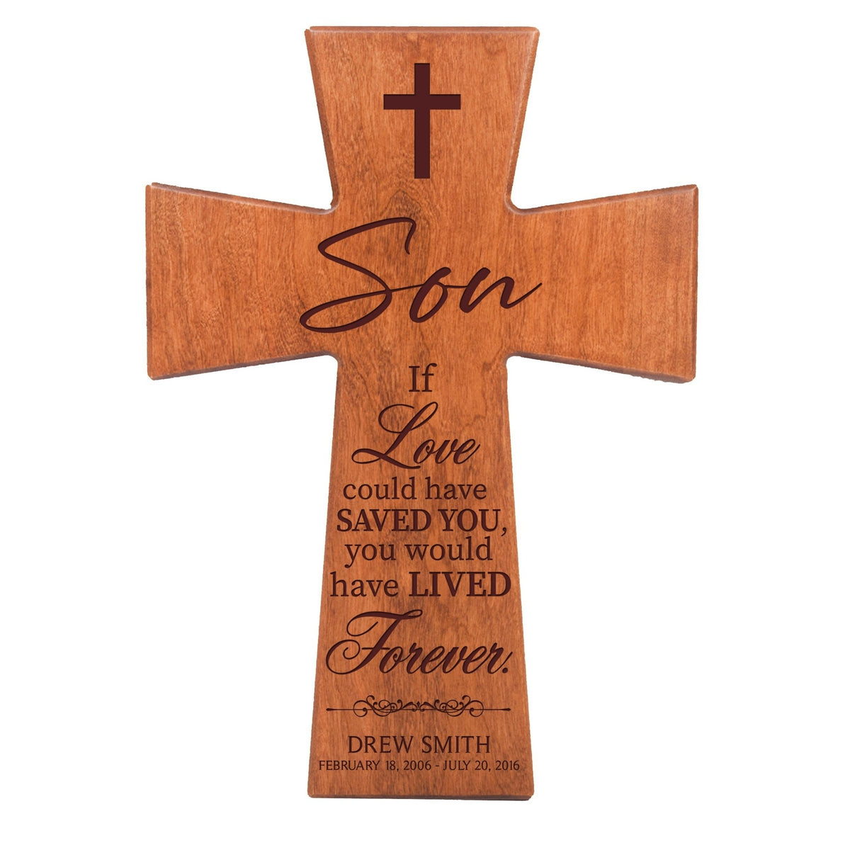 Personalized Memorial Engraved Wall Cross Bereavement Gifts - If Love Could Have Saved - LifeSong Milestones