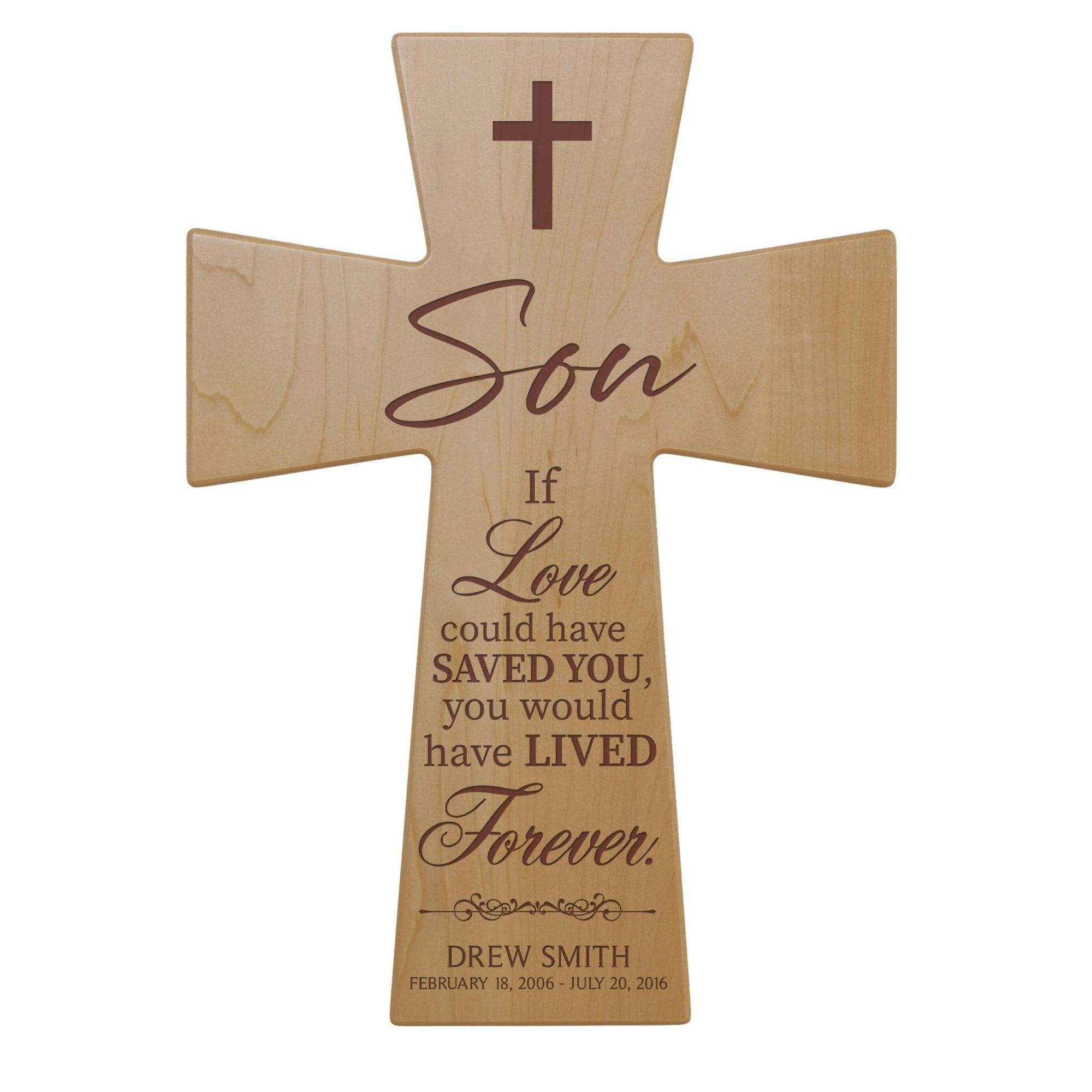 Personalized Memorial Engraved Wall Cross Bereavement Gifts - If Love Could Have Saved - LifeSong Milestones