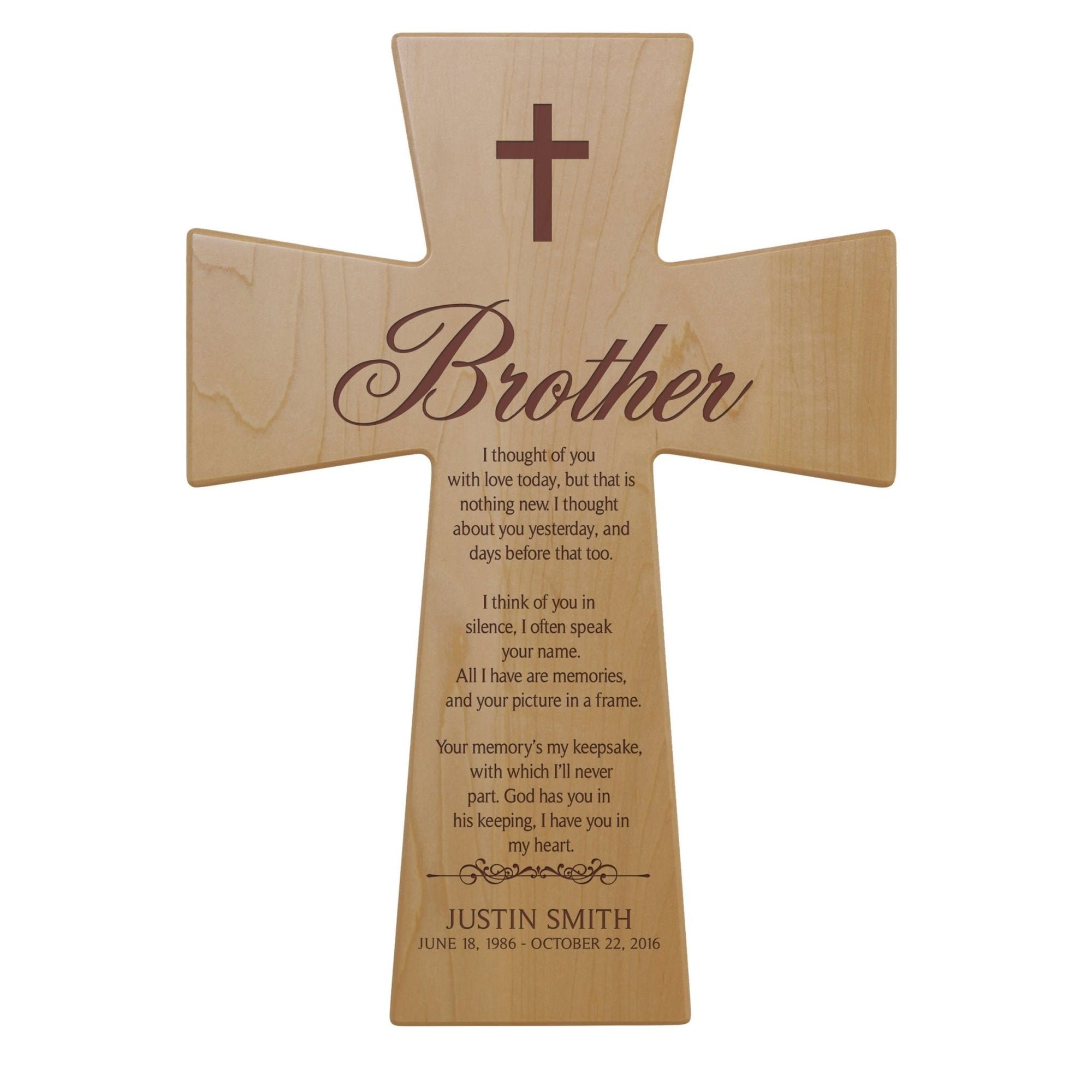 Personalized Memorial Engraved Wall Cross Sympathy Gifts - I Thought Of You - LifeSong Milestones