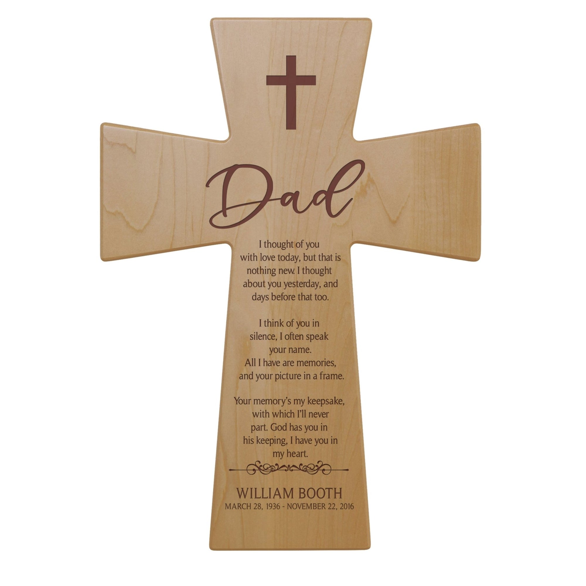 Personalized Memorial Engraved Wall Cross Sympathy Gifts - I Thought Of You - LifeSong Milestones