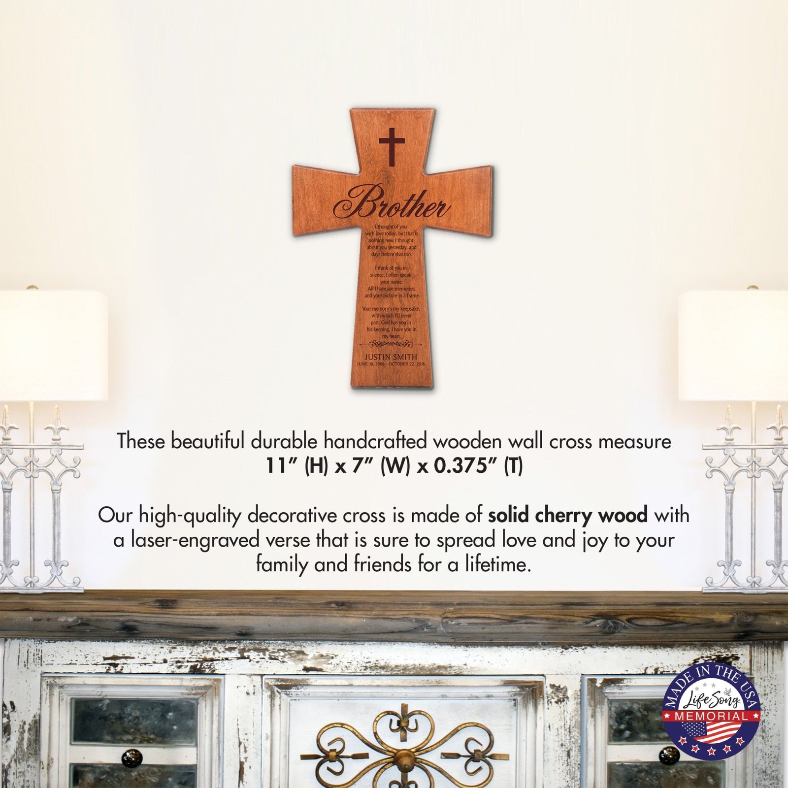 Personalized Memorial Engraved Wall Cross Sympathy Gifts - I Thought Of You - LifeSong Milestones