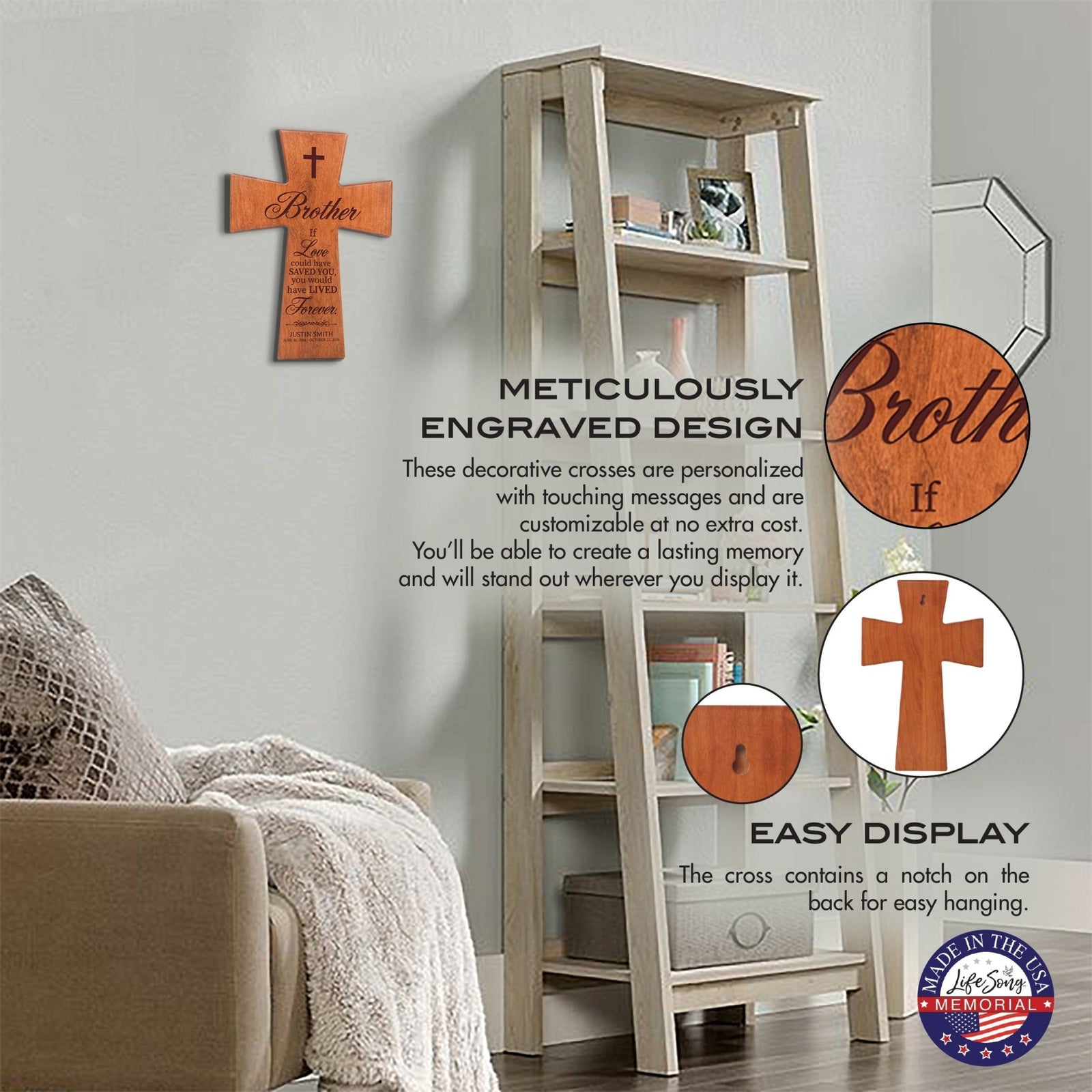 Personalized Memorial Engraved Wall Cross Sympathy Gifts - If Love Could Have Saved - LifeSong Milestones