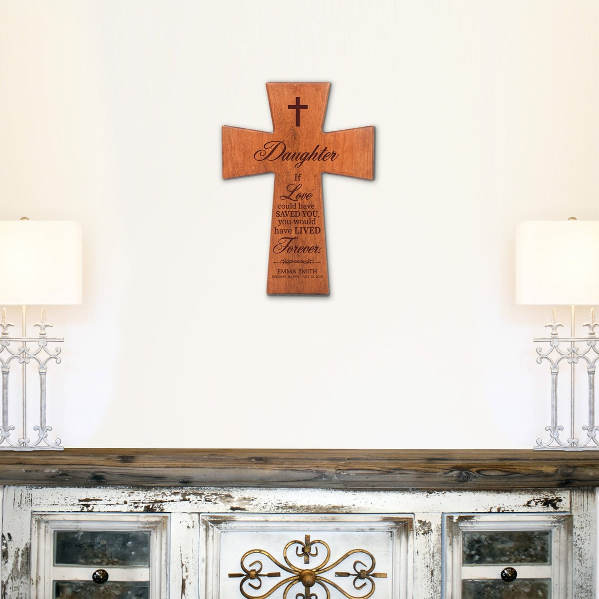 Personalized Memorial Engraved Wall Cross Sympathy Gifts - If Love Could Have Saved - LifeSong Milestones