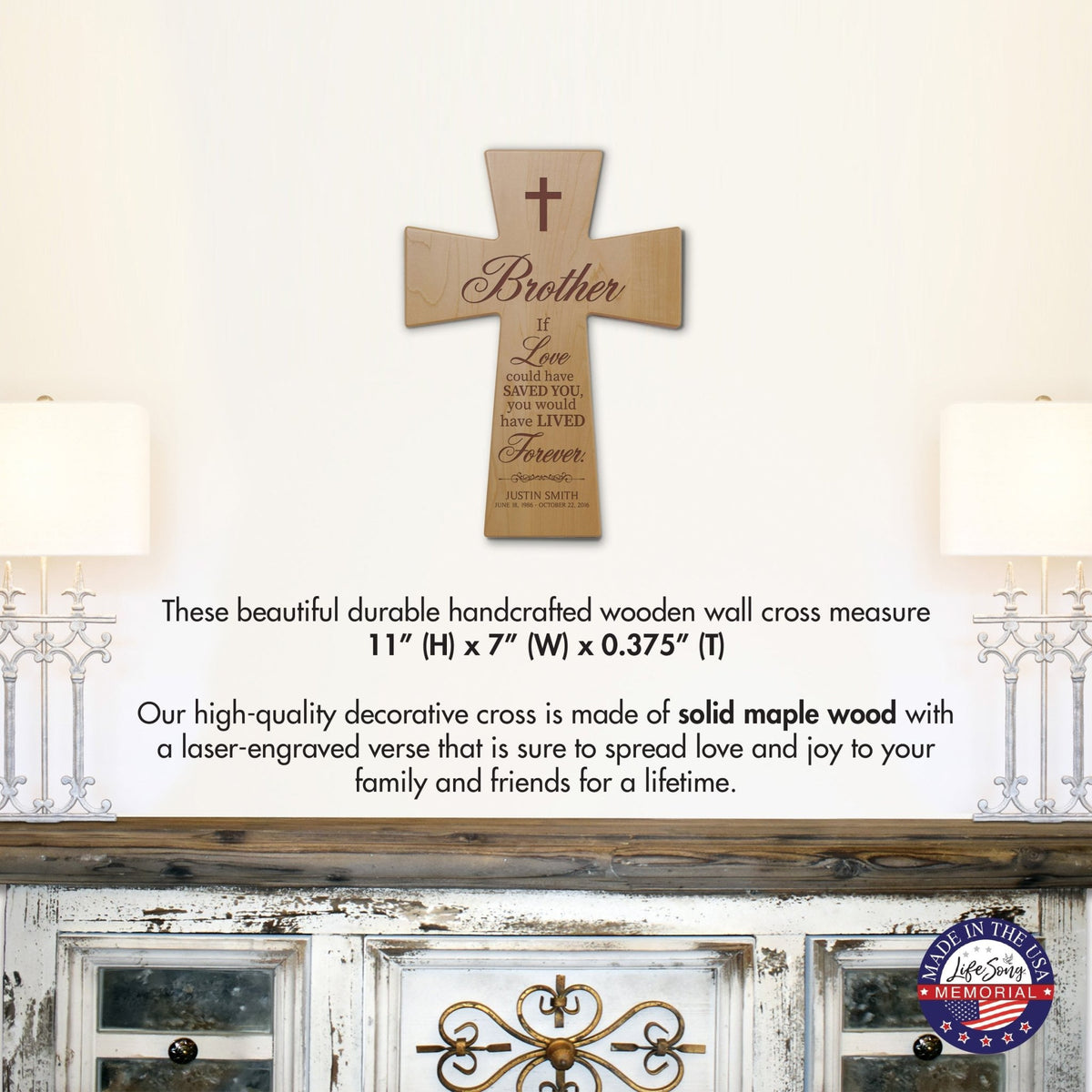 Personalized Memorial Engraved Wall Cross Sympathy Gifts - If Love Could Have Saved - LifeSong Milestones