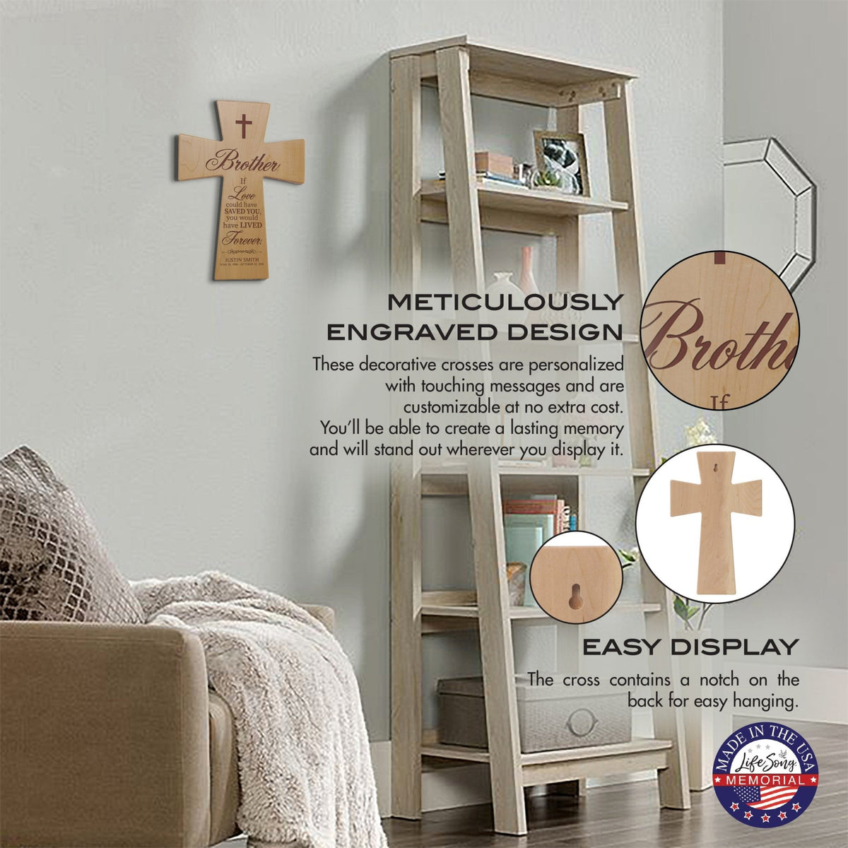 Personalized Memorial Engraved Wall Cross Sympathy Gifts - If Love Could Have Saved - LifeSong Milestones