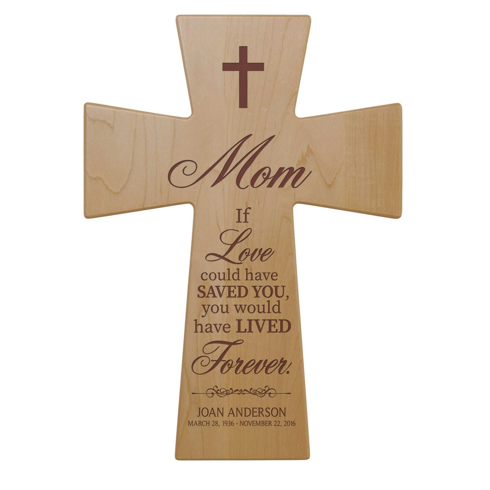 Personalized Memorial Engraved Wall Cross Sympathy Gifts - If Love Could Have Saved - LifeSong Milestones