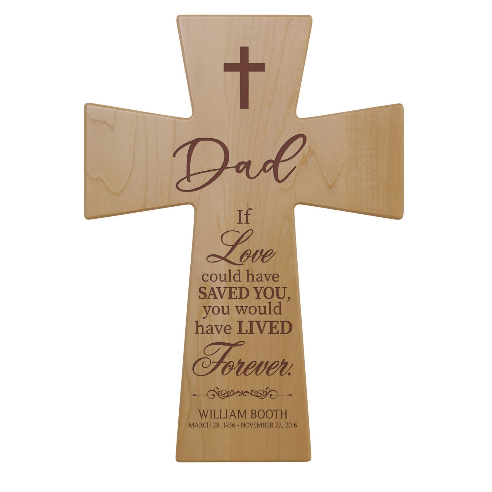 Personalized Memorial Engraved Wall Cross Sympathy Gifts - If Love Could Have Saved - LifeSong Milestones
