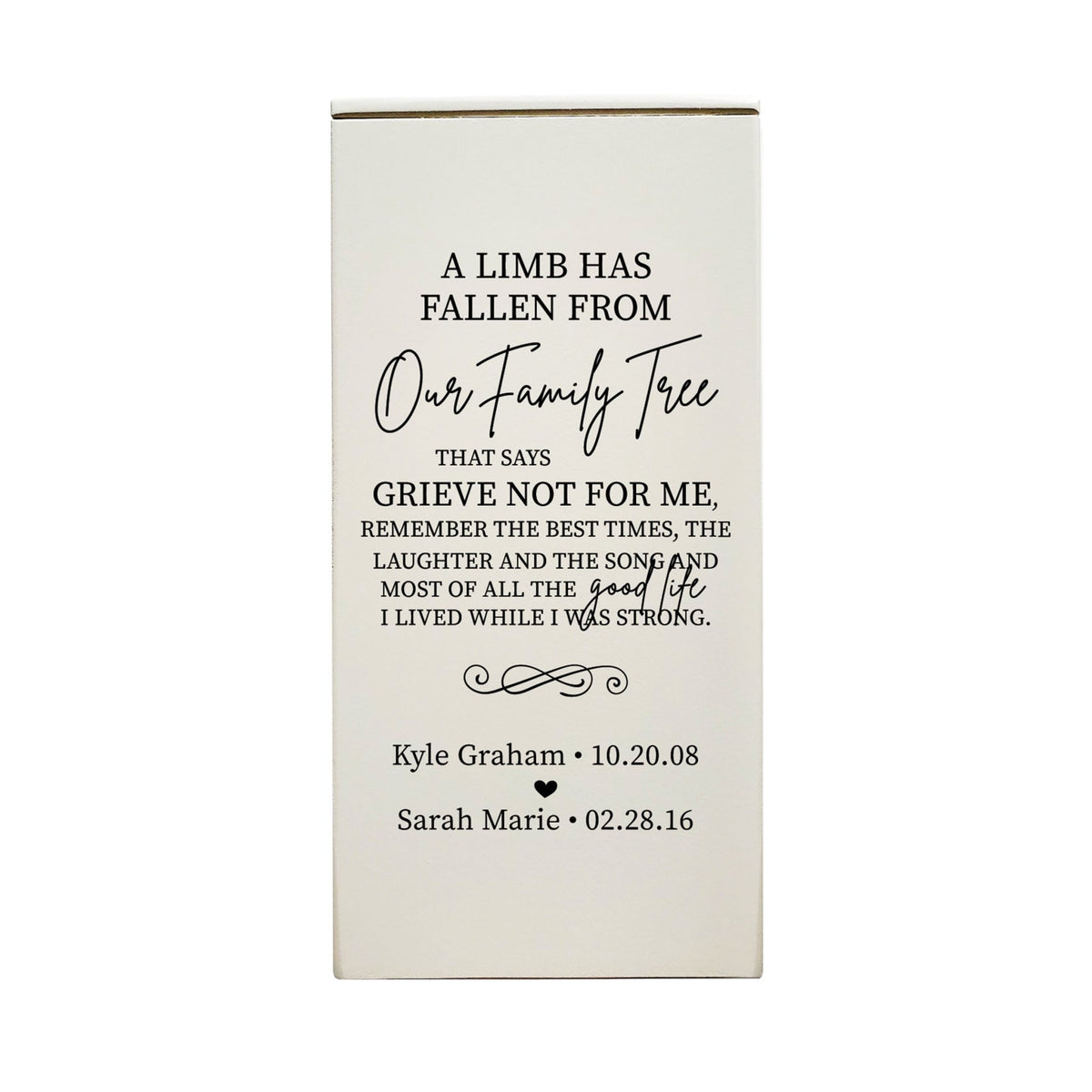 Personalized Memorial Floral Cremation Urn Box for Human Ashes - A Limb Has Fallen - LifeSong Milestones