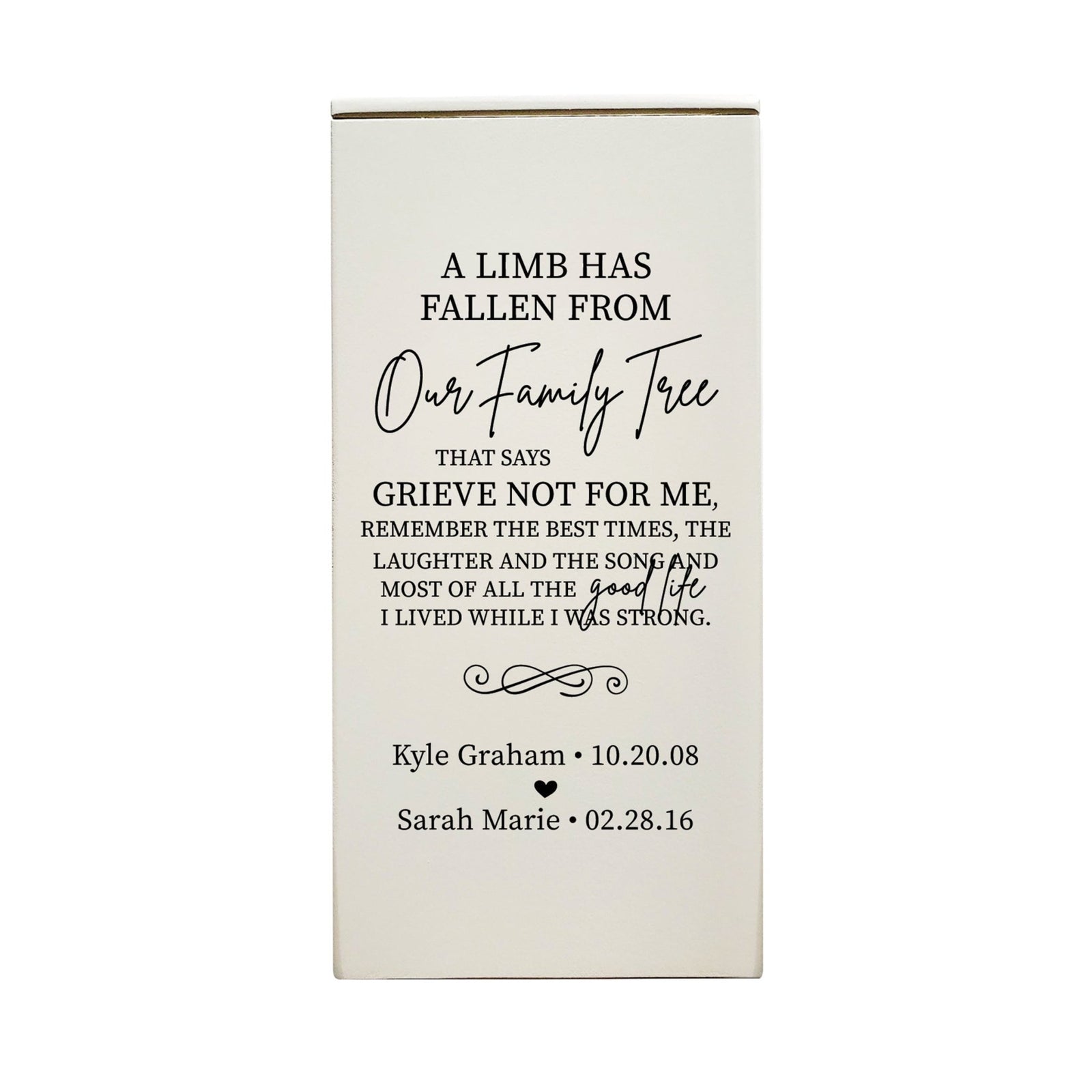 Personalized Memorial Floral Cremation Urn Box for Human Ashes - A Limb Has Fallen - LifeSong Milestones