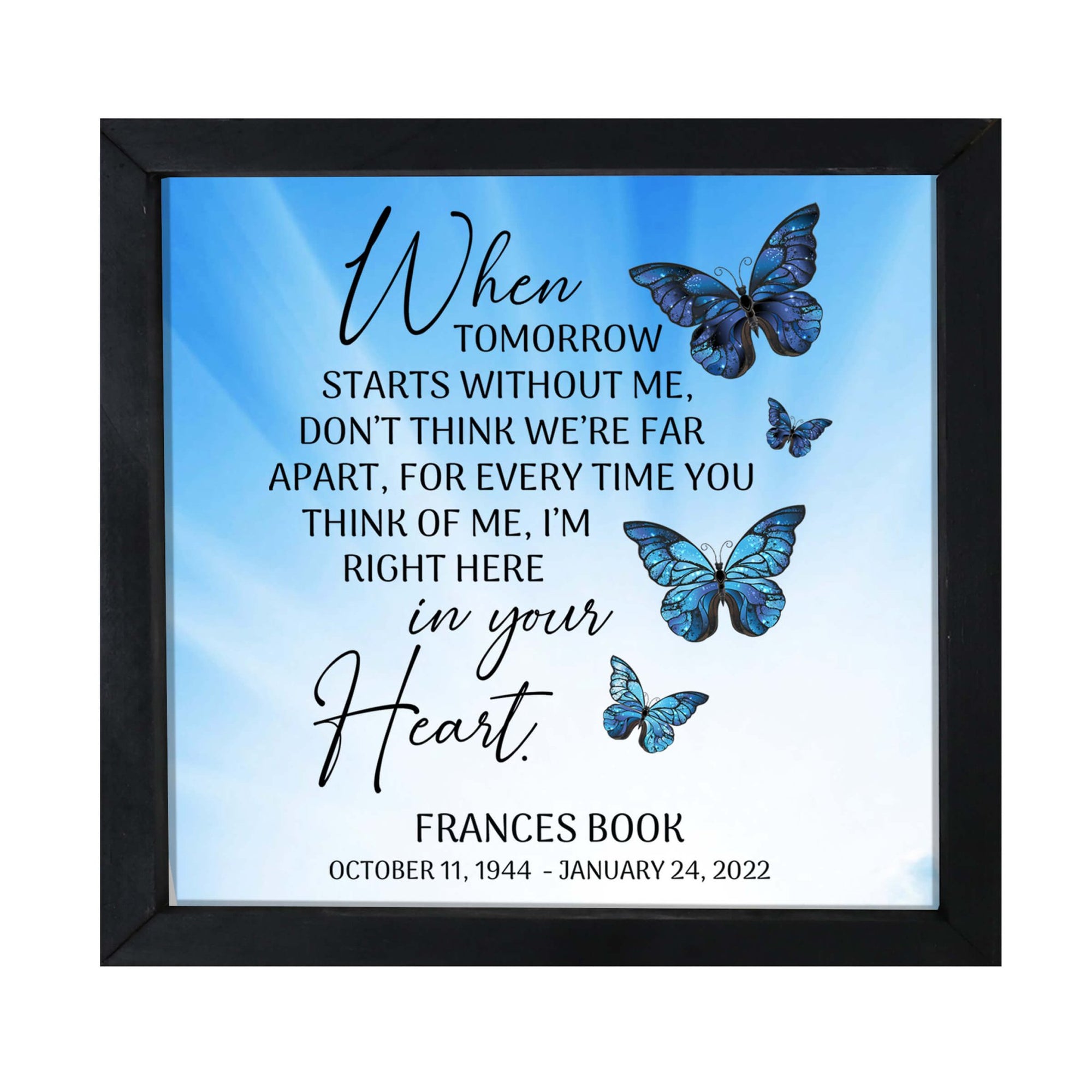 Personalized Memorial Framed Shadow Box for Loss of Loved One - LifeSong Milestones