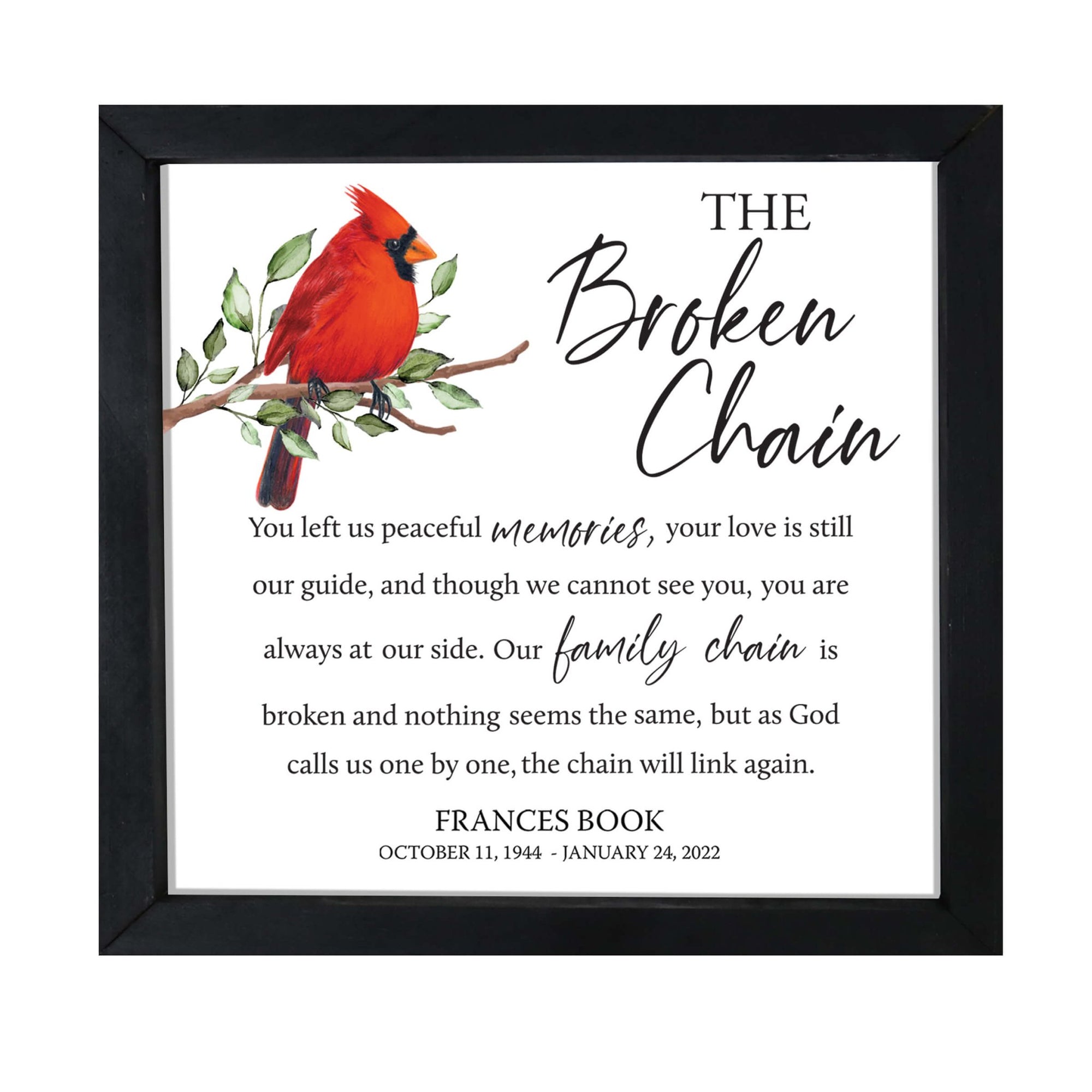 Personalized Memorial Framed Shadow Box for Loss of Loved One - LifeSong Milestones